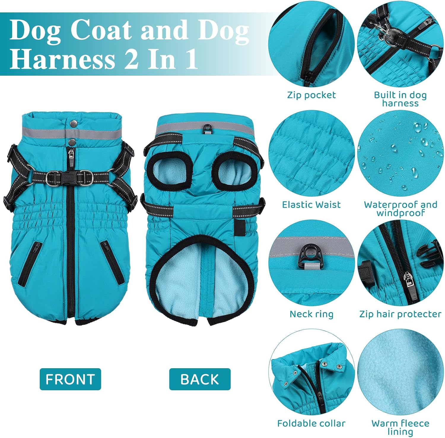 Detalle de Poseca Dog Coat with Built‑in Harness