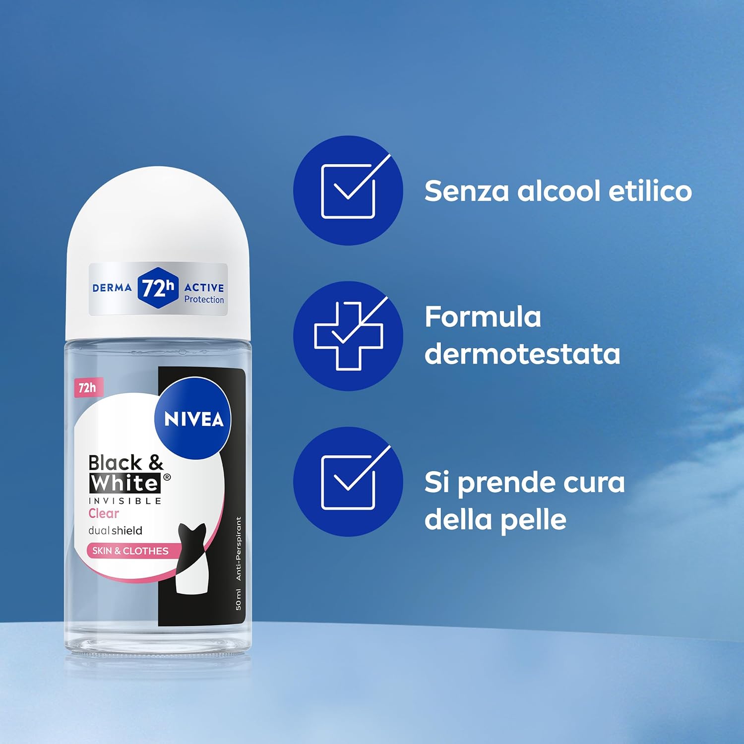 Thumbnail 4 de NIVEA Black & White Invisible Original Roll-on – Deodorante antitraspirante donna 5 x 50 ml