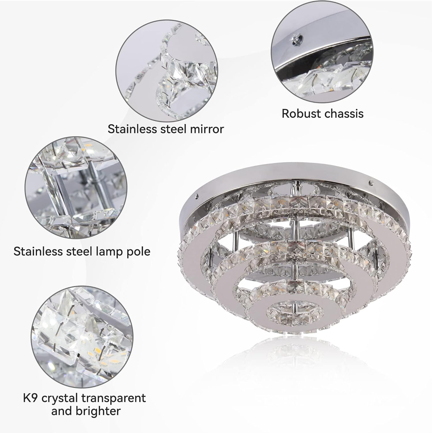Detalle 2 de YPQXYHDA 13.8 Inch Modern Crystal LED Chandelier