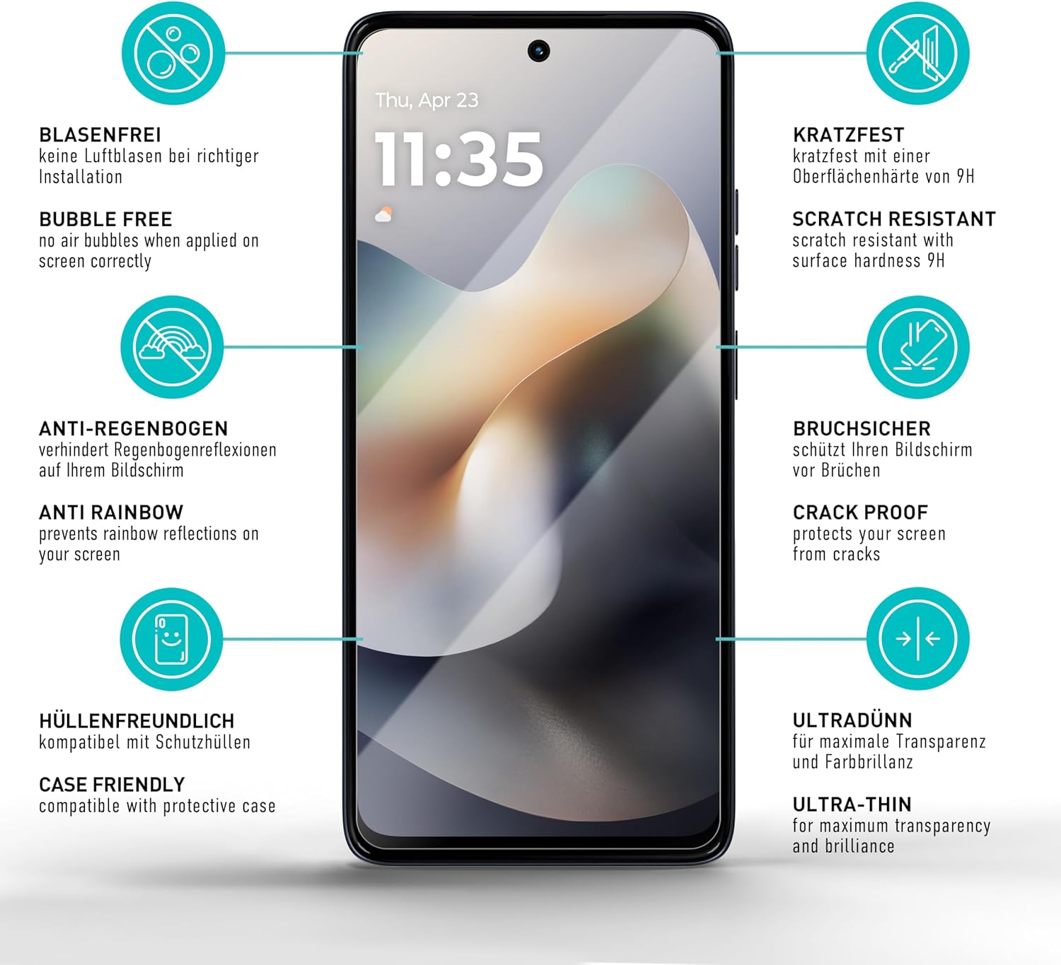 Detalle 2 de SmarTect Tempered Glass Screen Protector for Motorola Moto G56 5G, 3-Pack