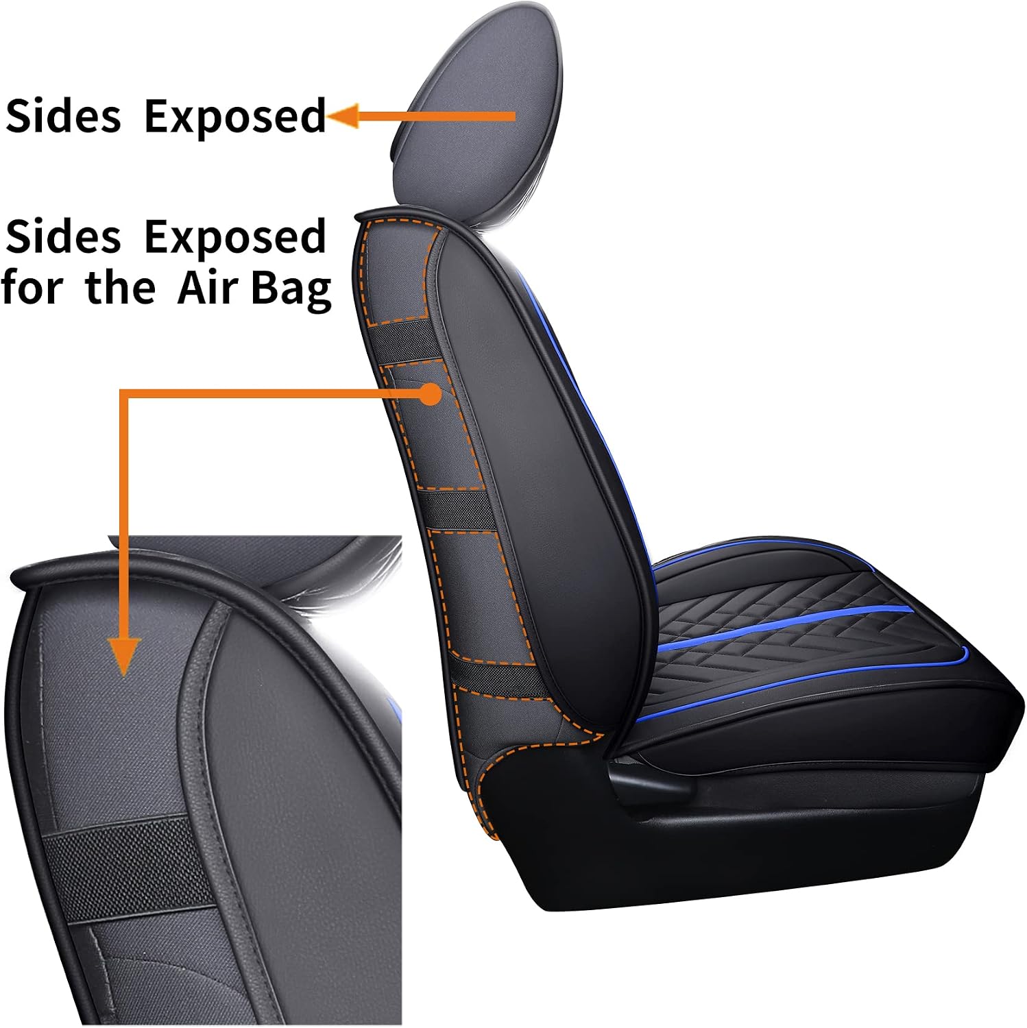 Detalle de Tomatoman Tacoma Car Seat Covers for Toyota Tacoma (2005-2026) — Full Set in Black-Blue