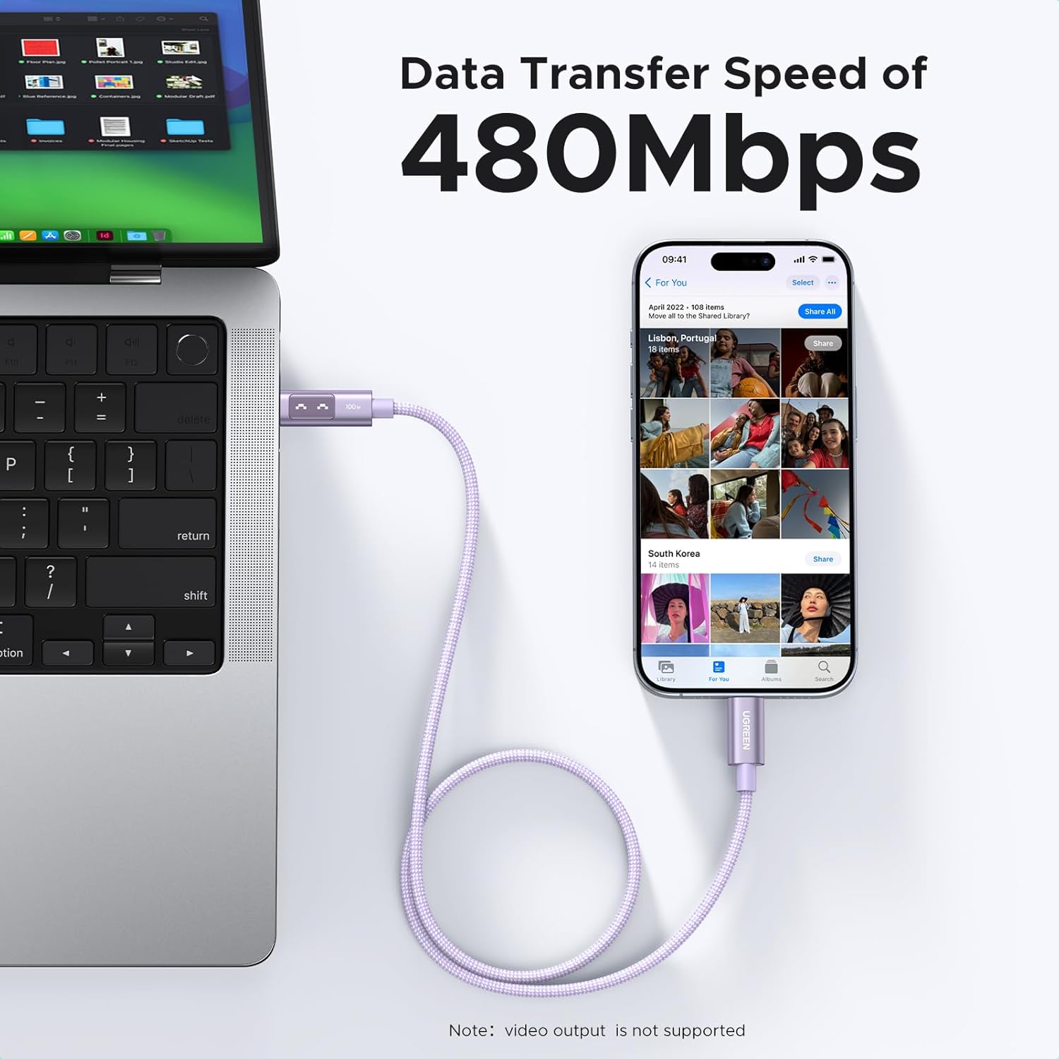 Detalle de UGREEN Uno 100W USB C cable 5A