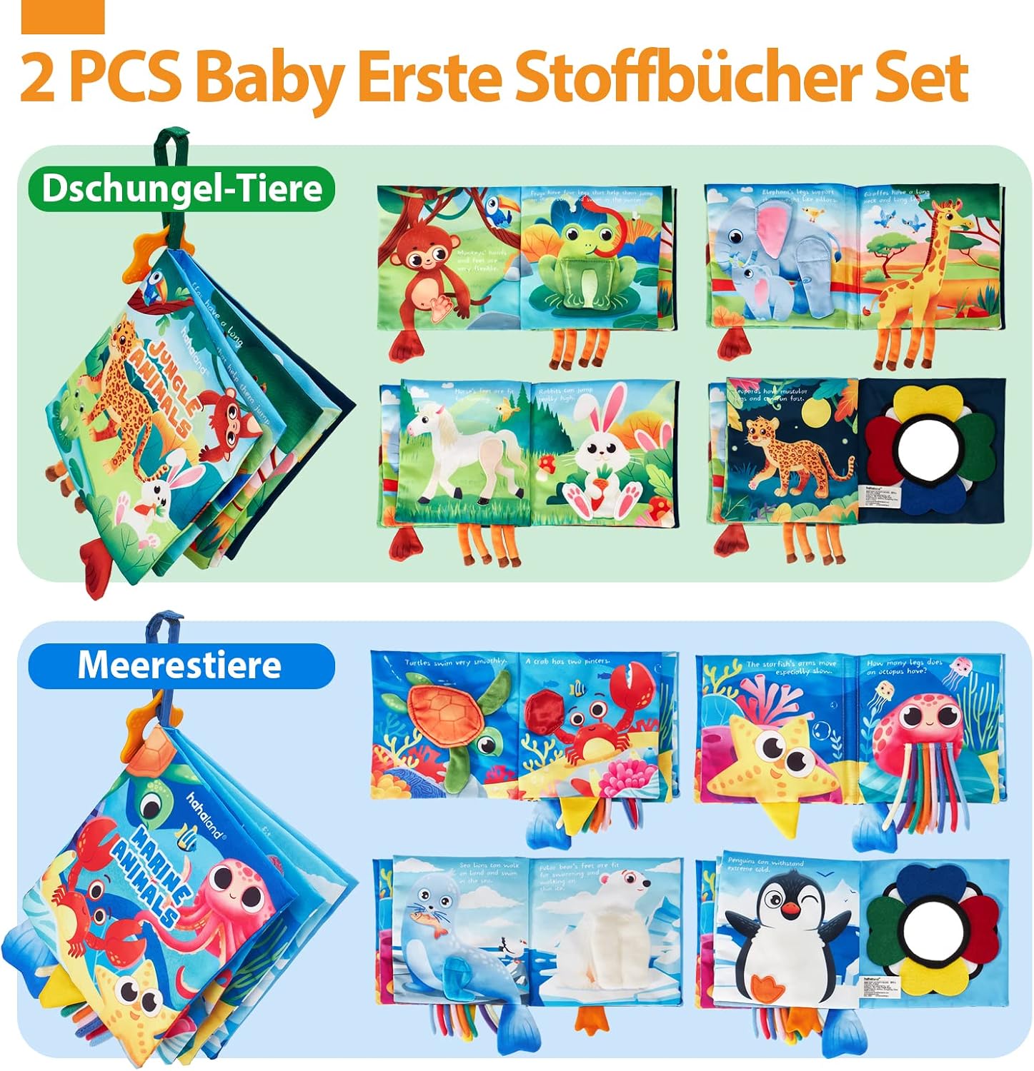 Thumbnail 1 de hahaland Baby Stoffbuch 2 Stück 0-6 Monate