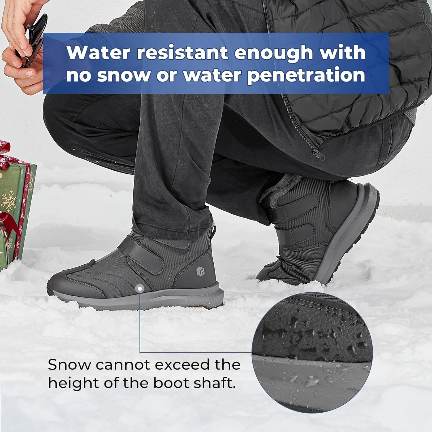 Thumbnail 1 de FitVille Winterschuhe Herren Extra Weit – Stiefel mit Klettverschluss, rutschfeste Winterstiefel für Outdoor