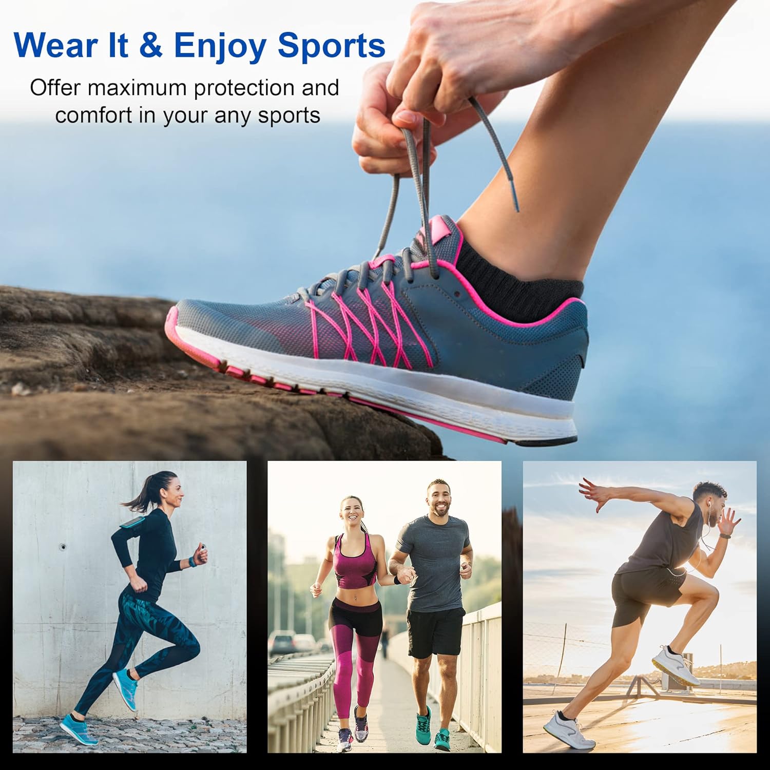 Detalle 2 de Amutost Ankle Socks Womens Athletic Running 3 Pairs