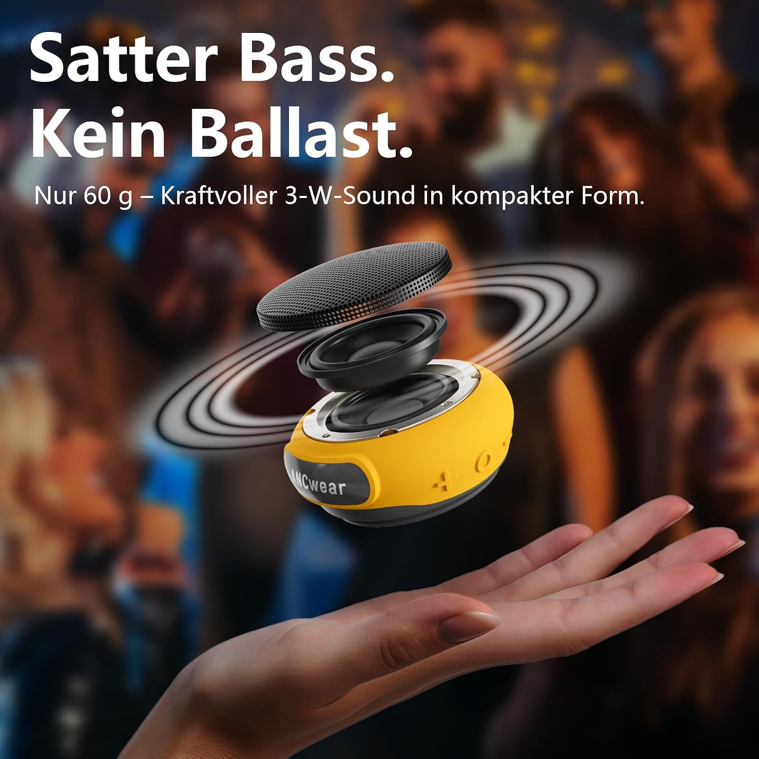 Detalle de ANCwear Tragbarer Bluetooth 5.3 Mini-Lautsprecher mit Mikrofon – Neuartige Wearable-Lösung für Sport und Alltag