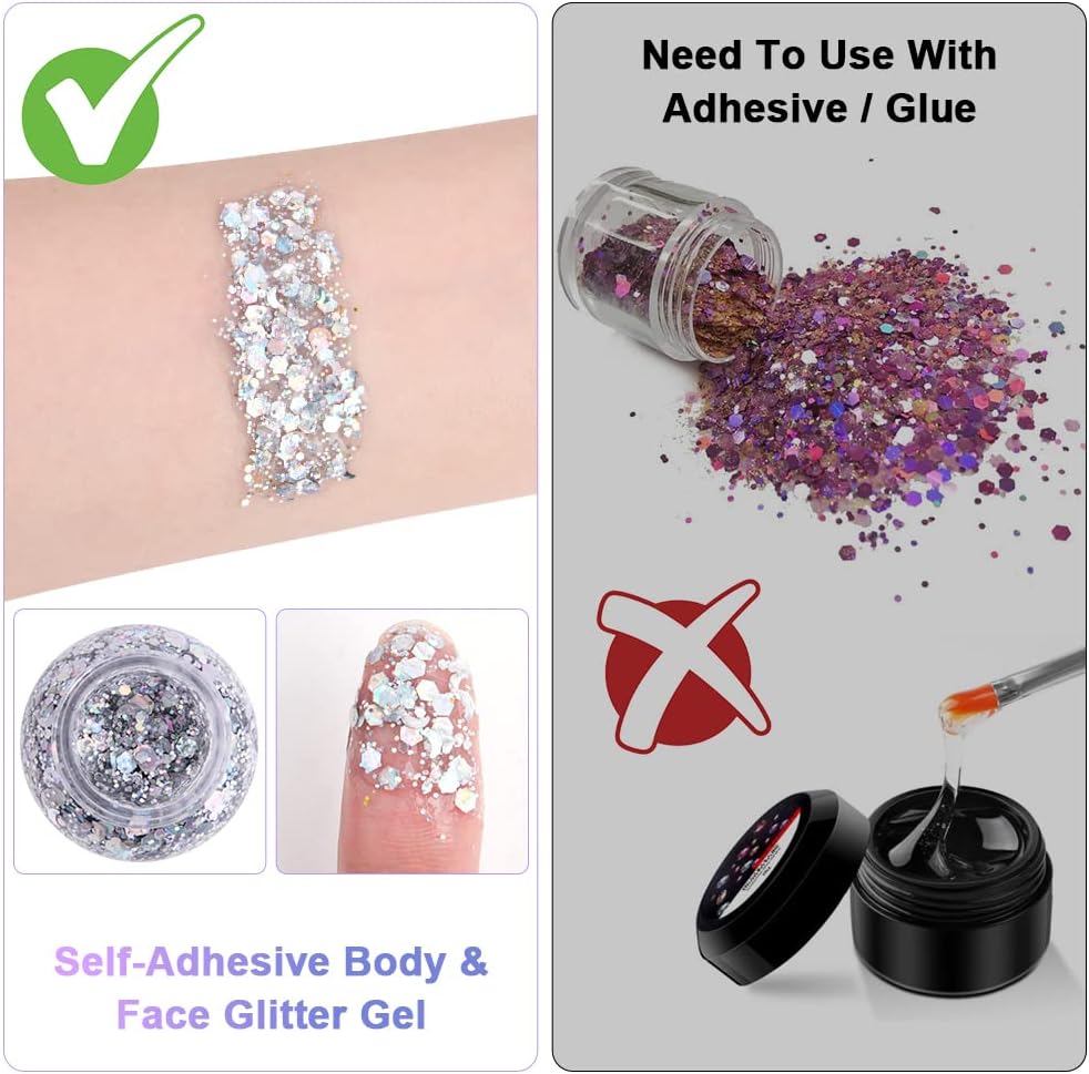 Detalle 1 de Glitter corpo e viso Argento gel Uraqt