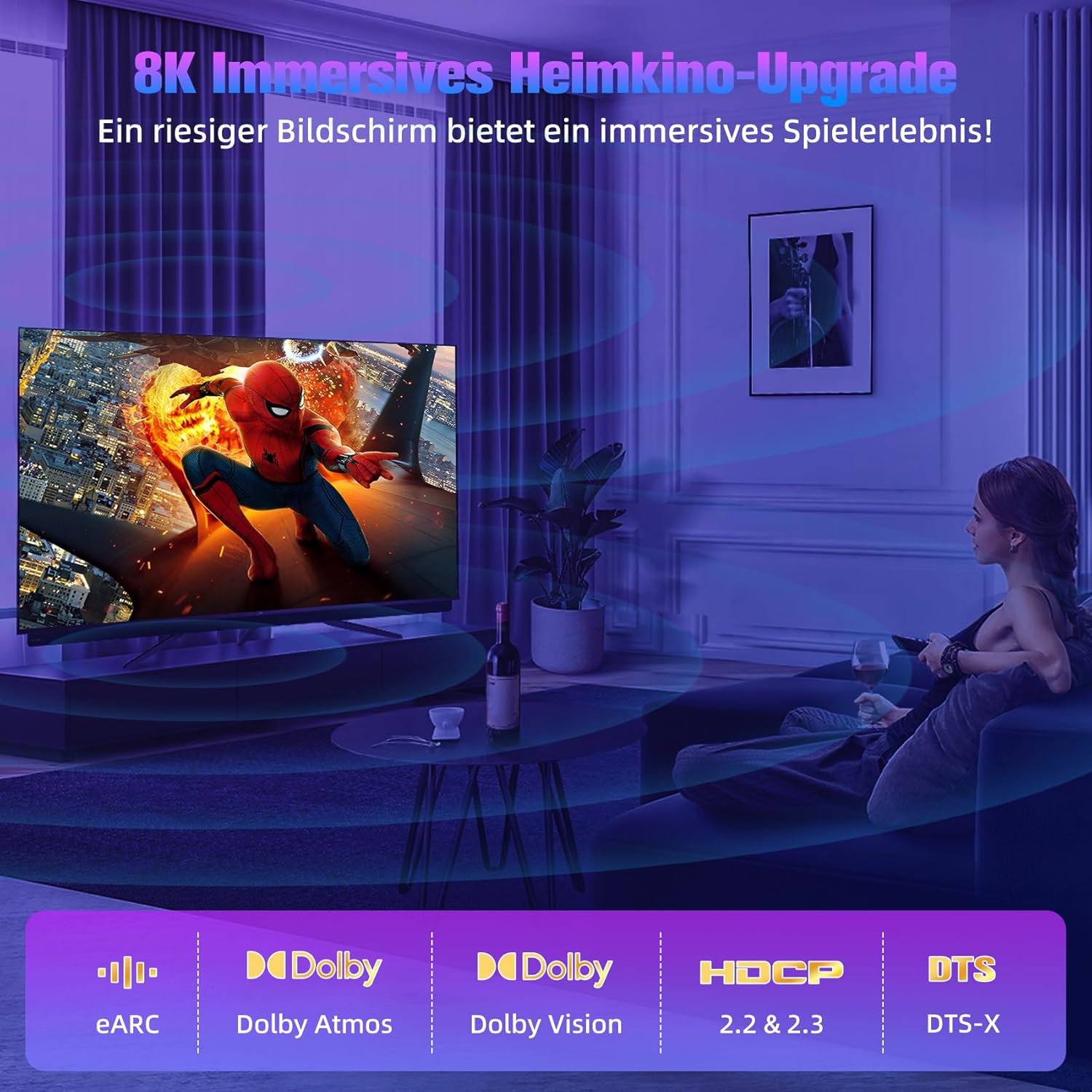 Thumbnail 4 de ZEENVIC HDMI 2.1 8K Kabel (48 Gbit/s, 3 m) Stecker-auf-Stecker für Gaming & Heimkino