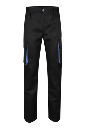 Detalle de VELILLA 103004 Pantalón de Trabajo (Negro y Celeste) – Talla 40