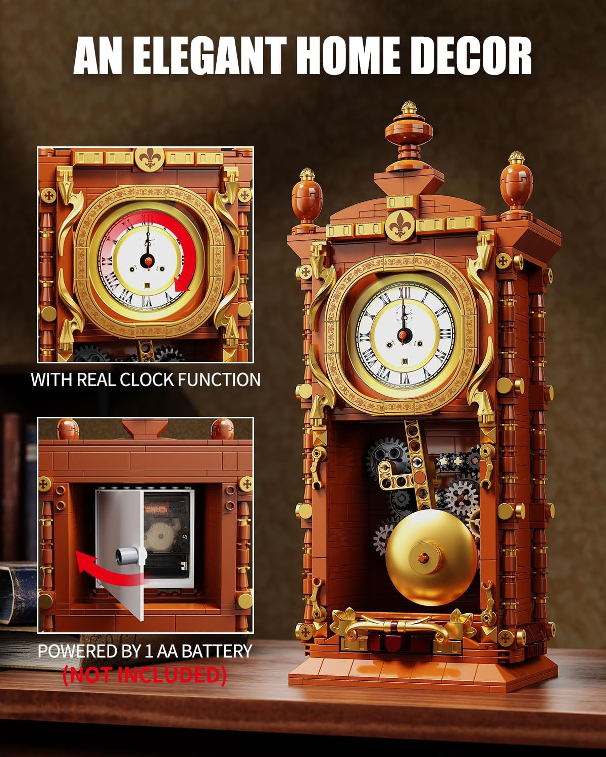 Detalle de TYCOLE Pendulum Clock Building Block Set, 751 Bricks
