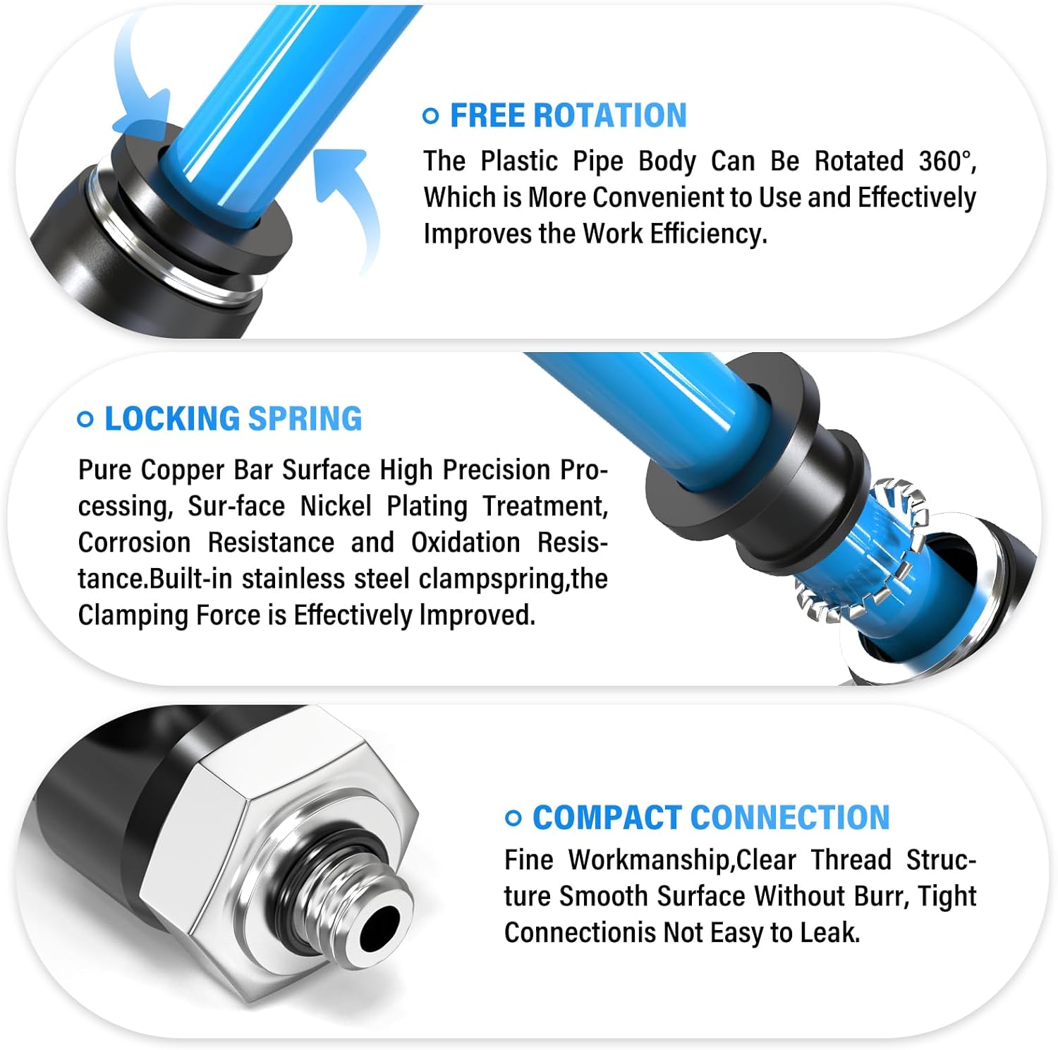 Detalle de TAILONZ Pneumatic Male Elbow 4mm Tube OD x M5 Thread, 90° Push-to-Connect Fittings (Pack of 10)