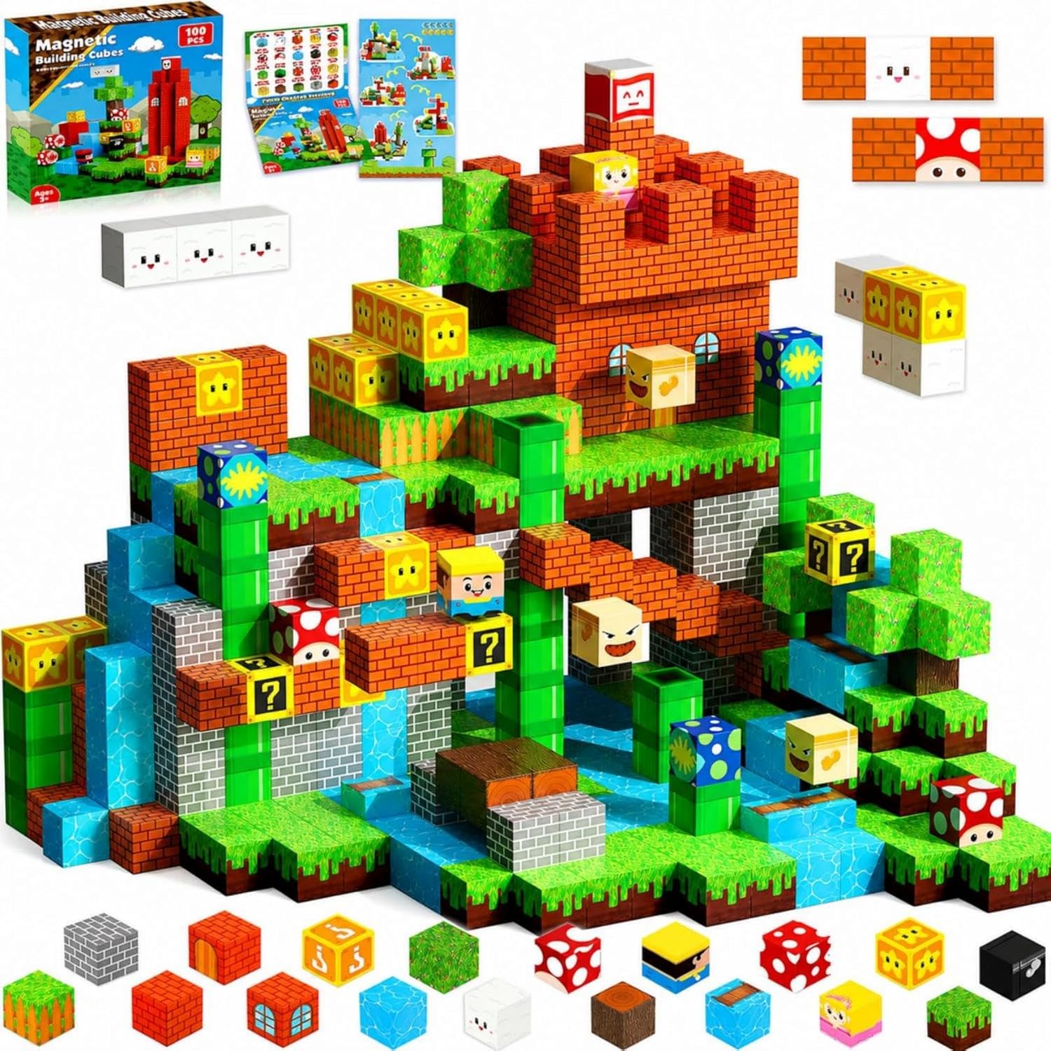 Detalle de Annexfun 100-Piece Magnetic Building Cubes (Magnetic Blocks) for STEM & Montessori Sensory Play
