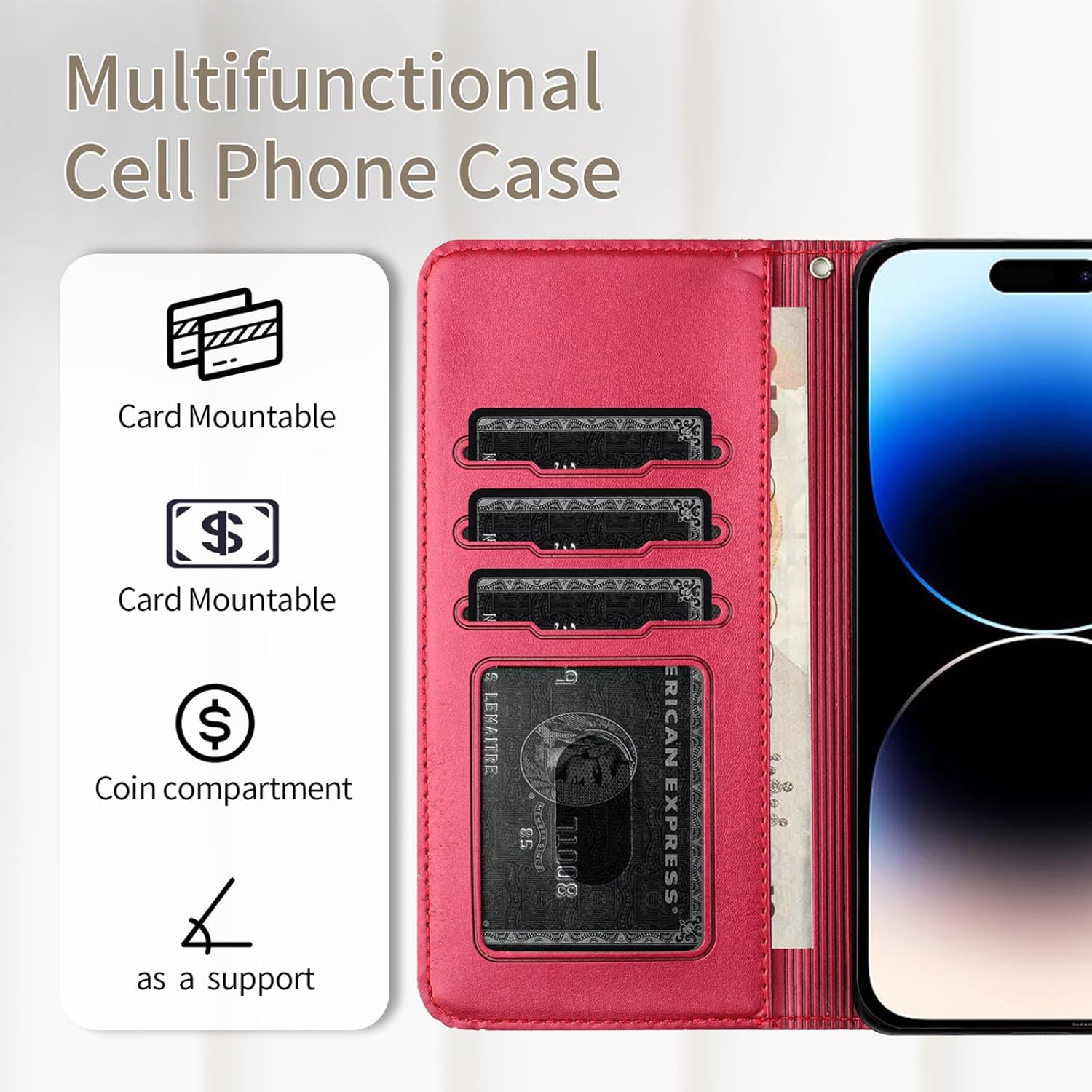 Thumbnail 3 de Butnyeoe Handyhülle für iPhone 17 Pro – Klappbar Wallet Hülle aus PU-Leder mit Standfunktion