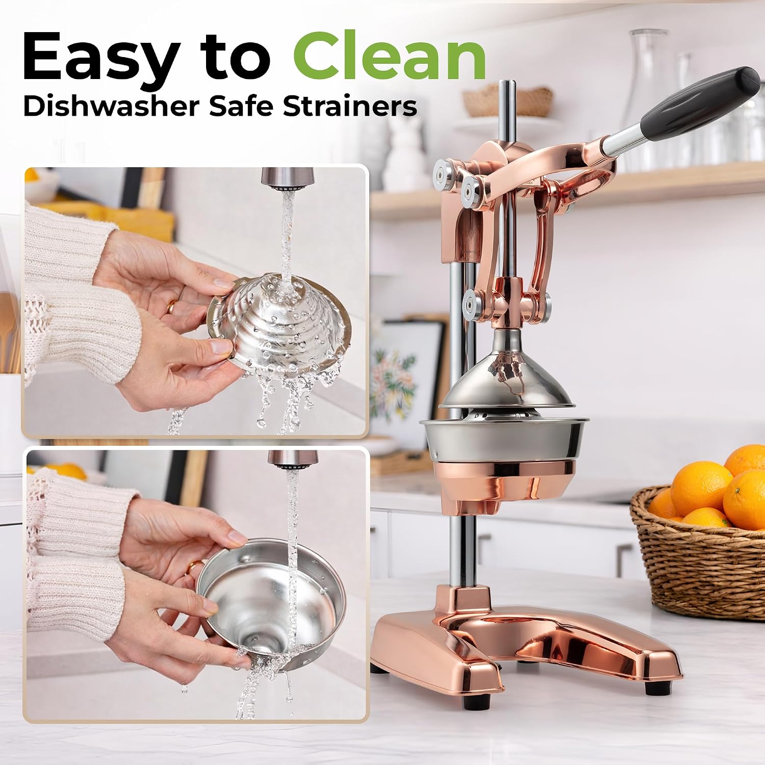 Thumbnail 4 de Zulay Kitchen Cast Iron Citrus Juicer, Manual Rose Gold Lever Press
