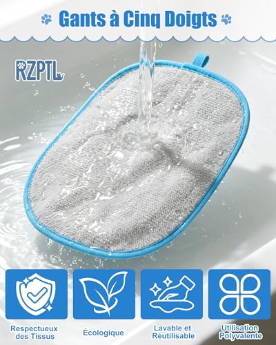 Detalle 2 de Lot de 2 Gants Anti Poils Animaux, Solution pratique pour chats et chiens (Bleu) – RZPTL