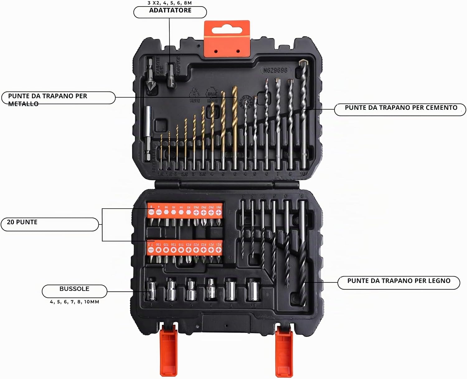 Thumbnail 2 de BLACK+DECKER Set per Forare 50 pezzi A7188-XJ: punte e accessori per forare e avvitare