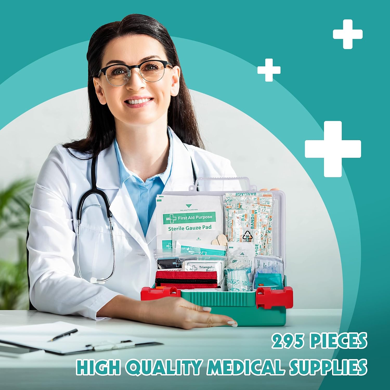 Thumbnail 3 de General Medi 295 Pieces Professional First Aid Kit – HardCase with Hospital-Grade Supplies for Travel, Home, Office, Vehicle, and Outdoor Use