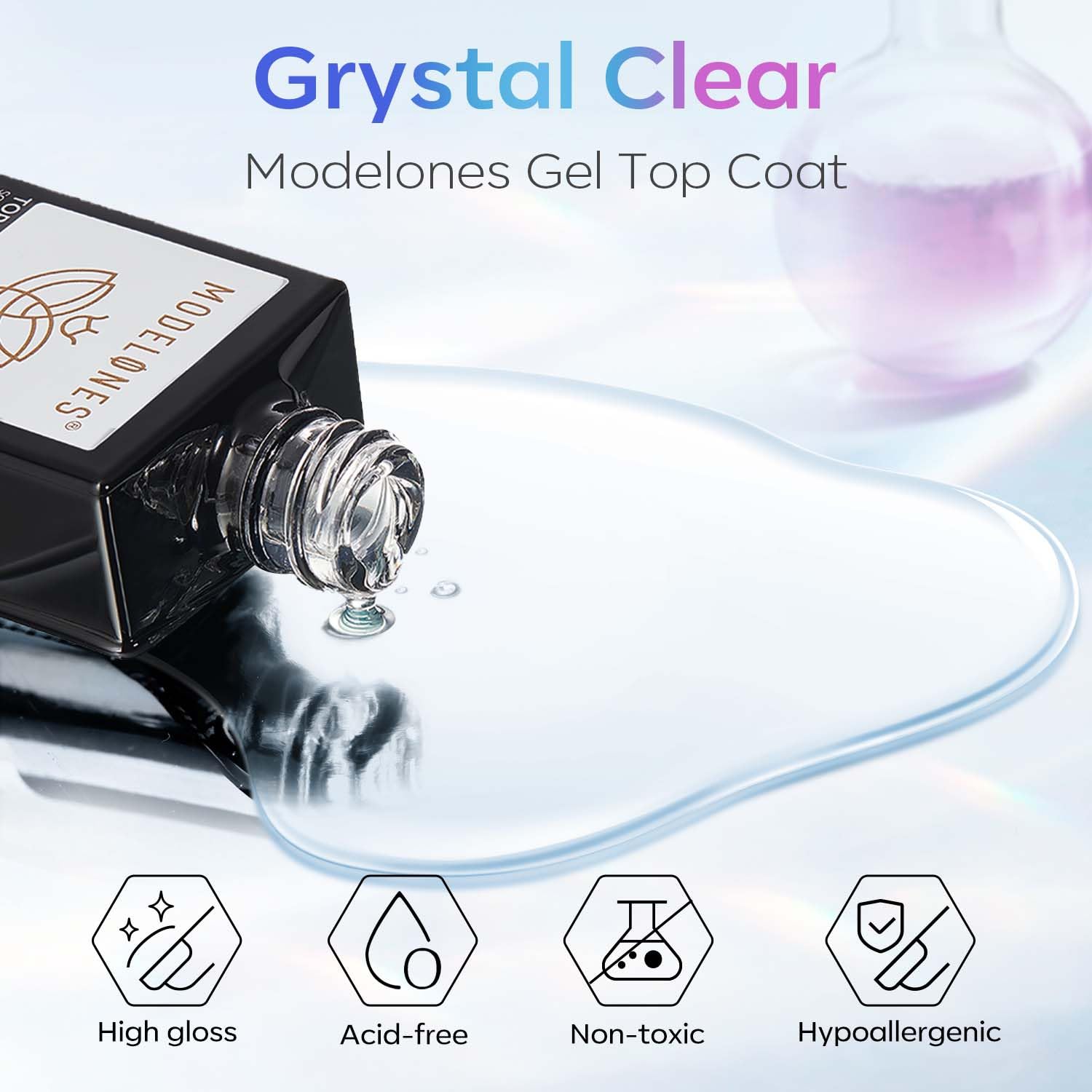 Detalle de Modelones Top Coat 15 ml No Wipe Top Coat Gel UV – Glanzvoller Überlack für Gelnägel