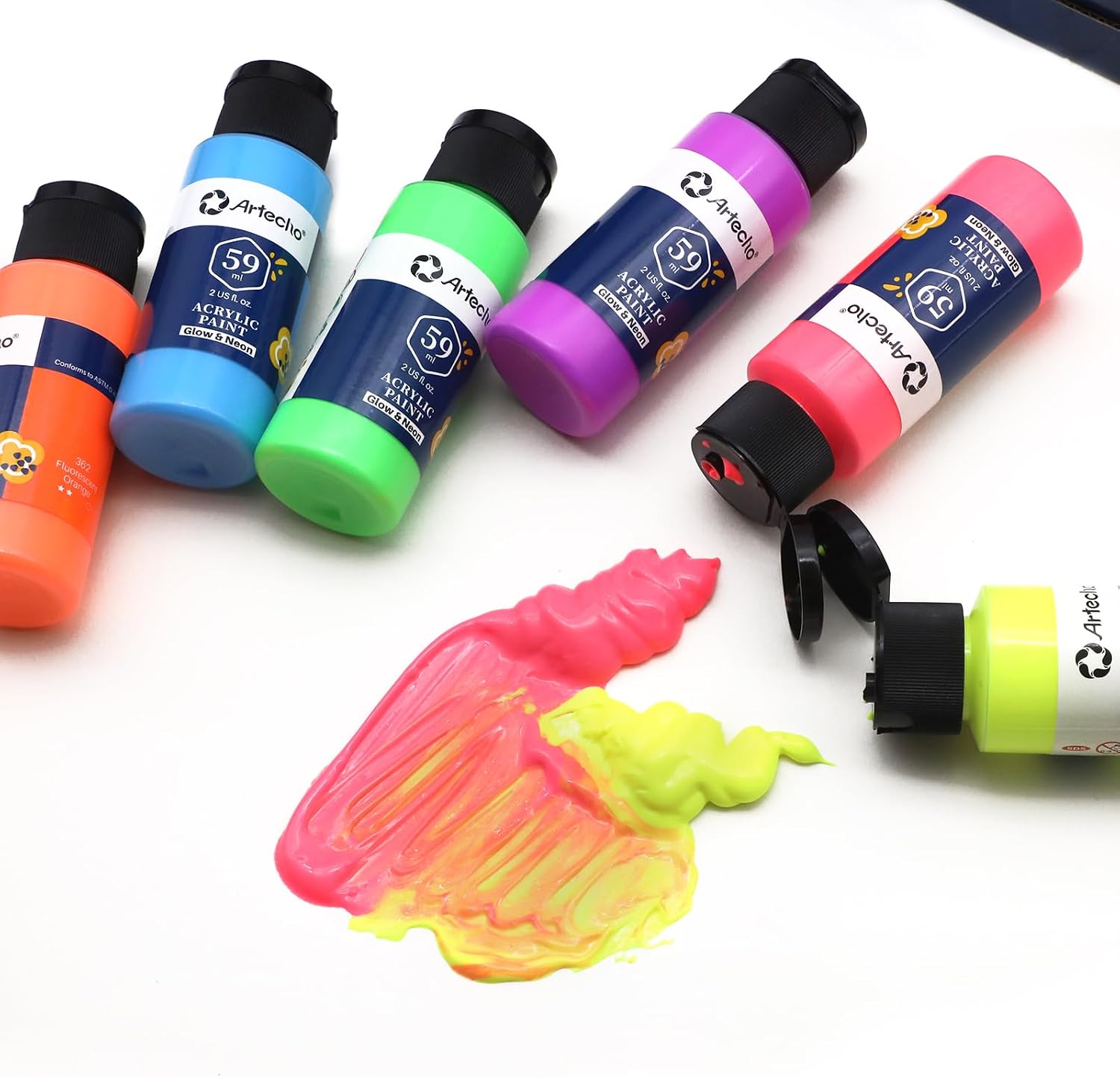 Thumbnail 3 de Artecho pinturas acrílicas fluorescentes 6×59 ml