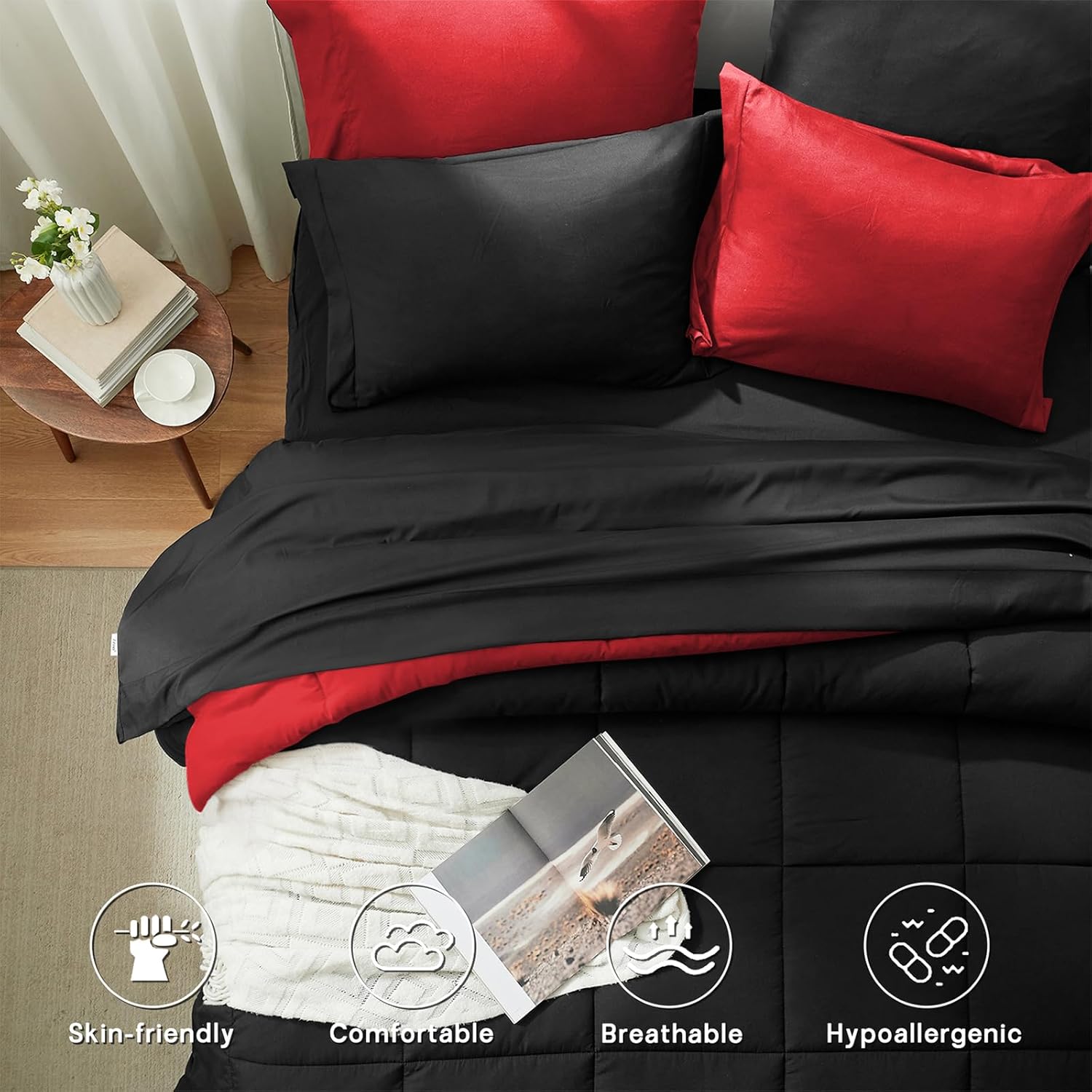 Thumbnail 2 de Anluoer Queen Comforter Set 7 Piece: Reversible, Ultra-Soft, All-Season Bedding