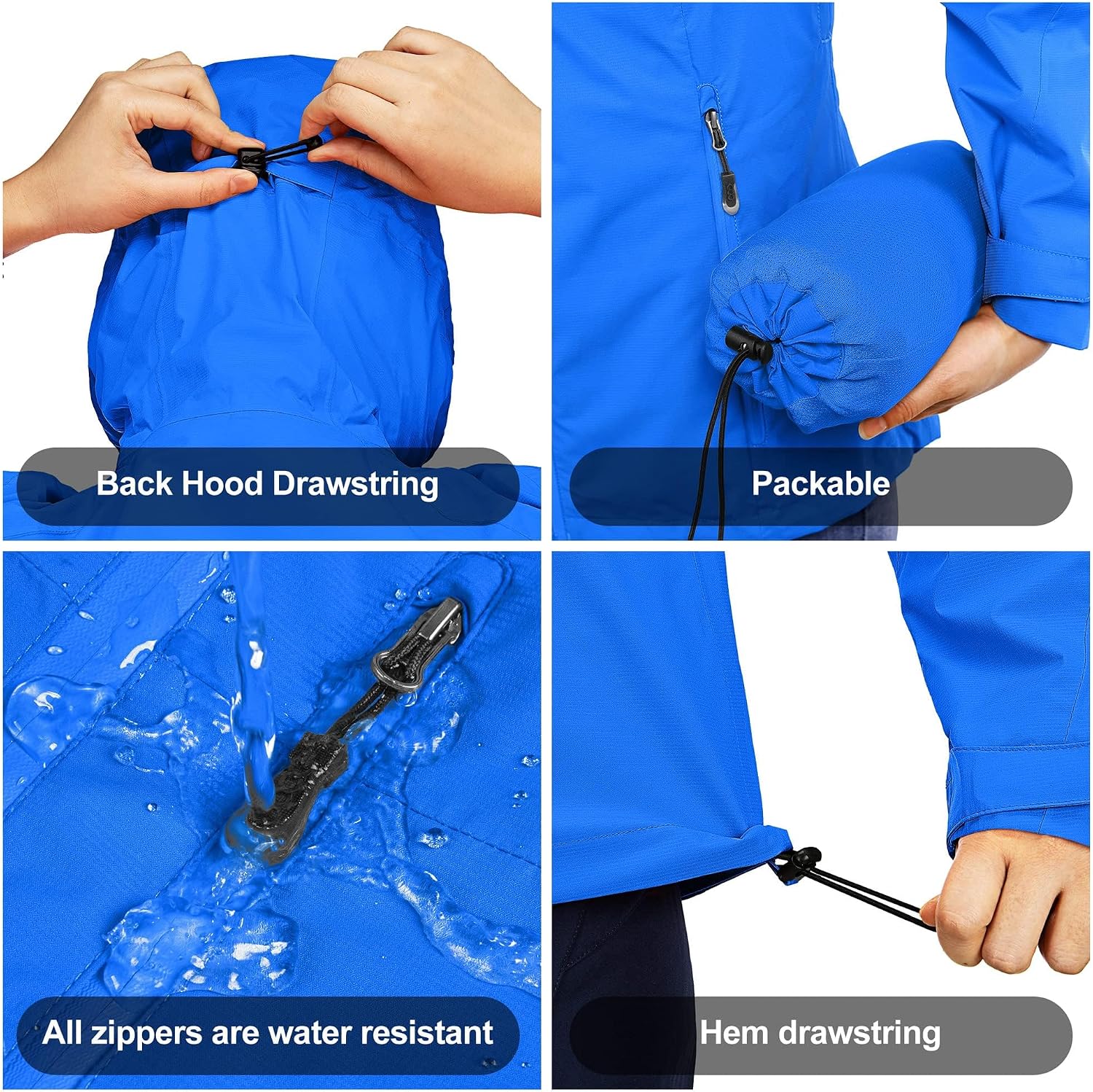Detalle de 33,000ft Damen Regenjacke wasserdicht & atmungsaktiv – leichte Outdoorjacke mit Kapuze
