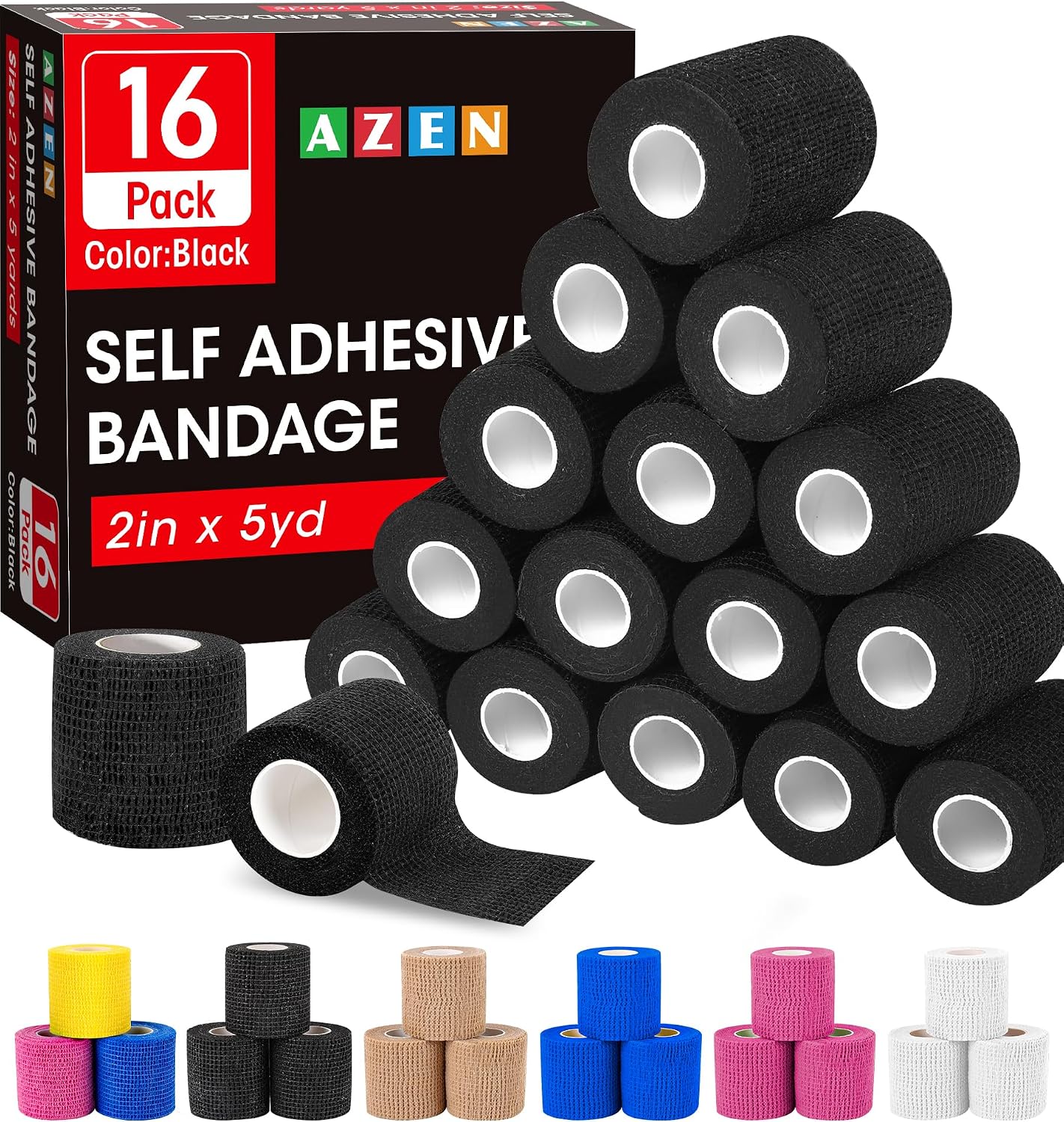 Detalle de AZEN 16 Pack Self Adhesive Bandage Wrap 2