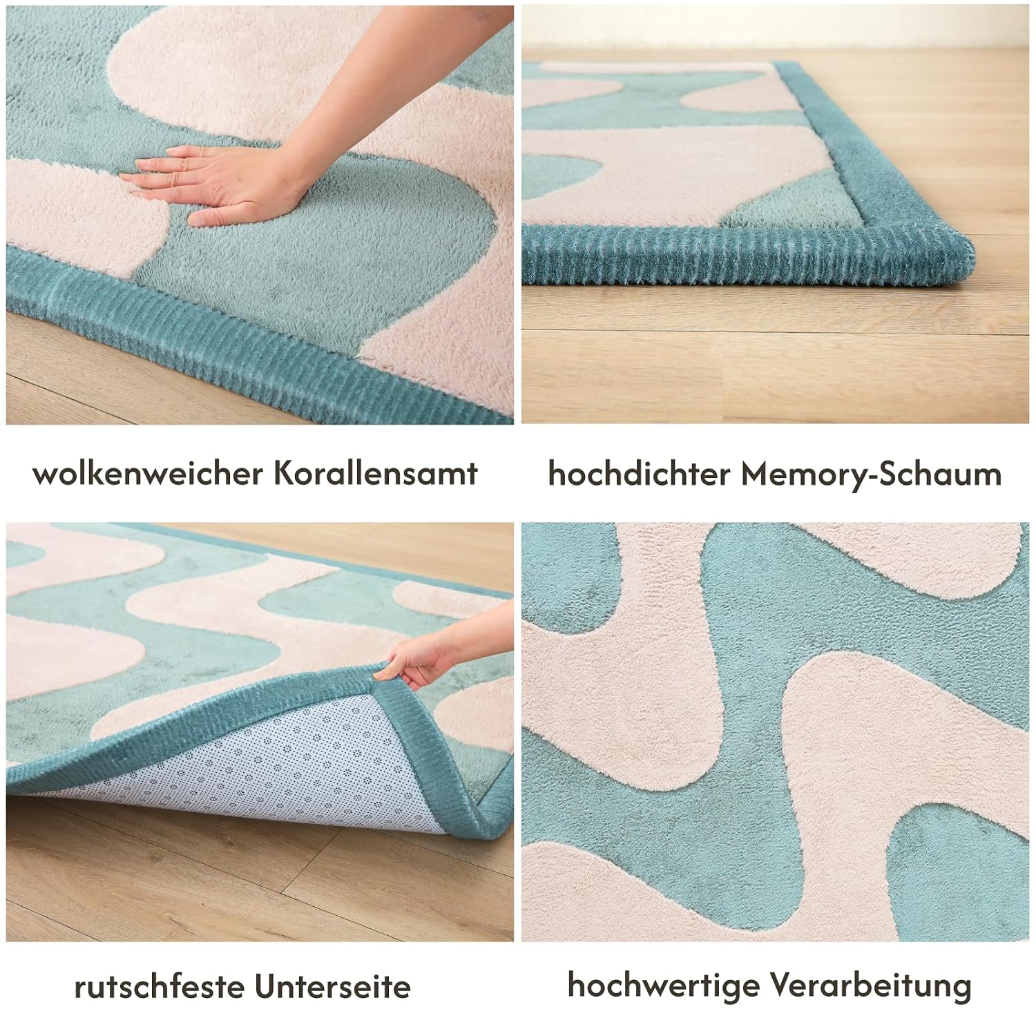 Thumbnail 2 de Wolkenweiche Spielmatte Baby 200x150x2,5cm – Wellen-Design mit Memory-Schaum und rutschfester Unterseite