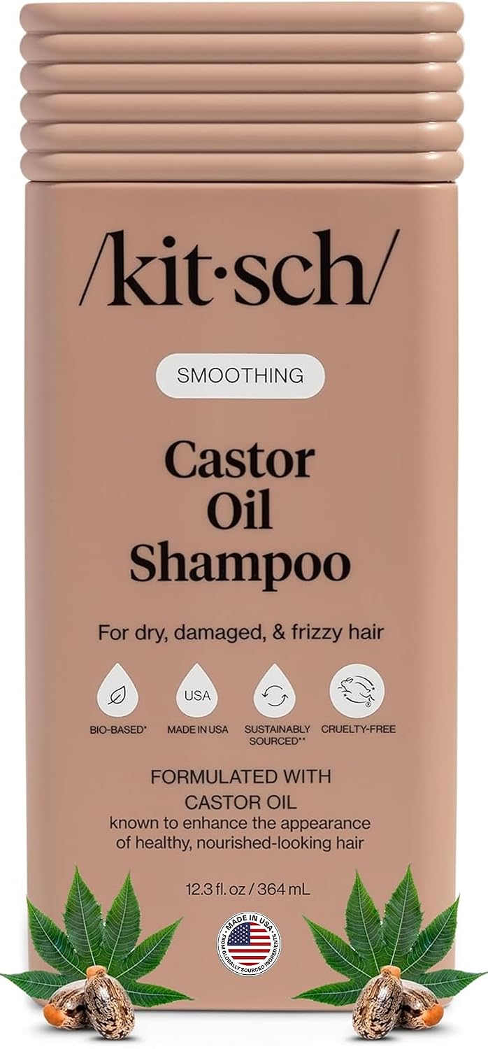 Detalle de Kitsch Smoothing Castor Oil Liquid Shampoo – Nourishing, Color-Safe & Made in the USA