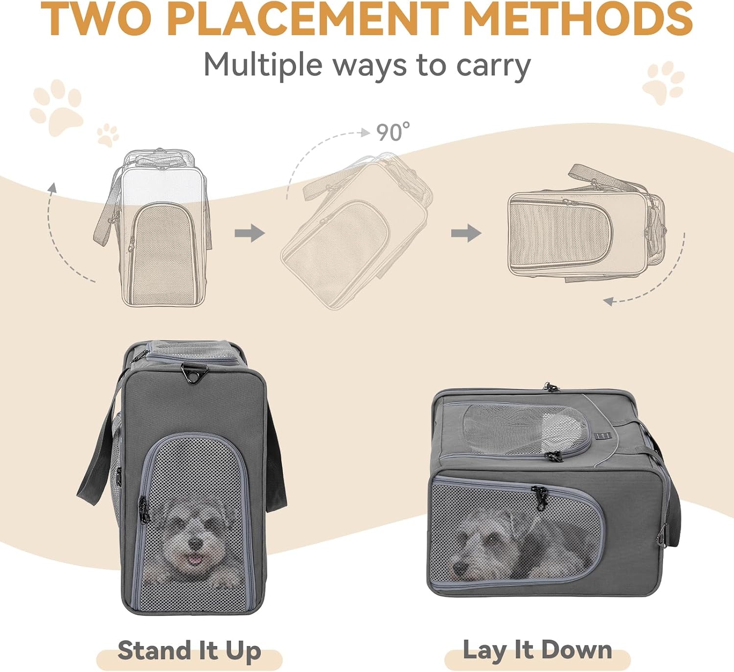 Detalle de Petsfit Hundetasche für Flugzeug & Reise 55x40x23 (bis 13 kg) – Transporttasche für Auto, Bahn und Flug