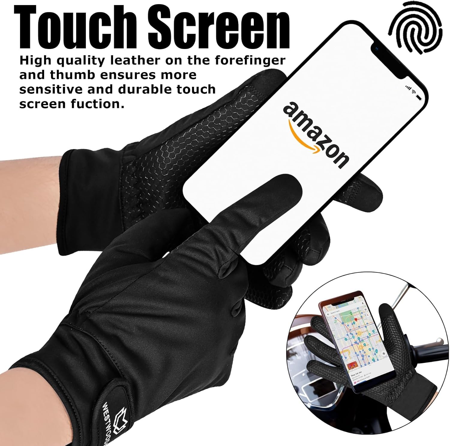 Detalle 2 de WESTWOOD FOX Small Thermal Cycling Gloves with Touchscreen Fingers and Grip