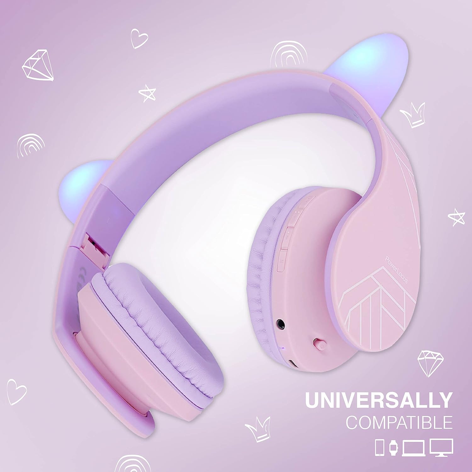 Thumbnail 3 de PowerLocus KinderKopfhörer mit Bluetooth, 85 dB Lautstärkebegrenzung & Mikrofon (Over-Ear, faltbar)