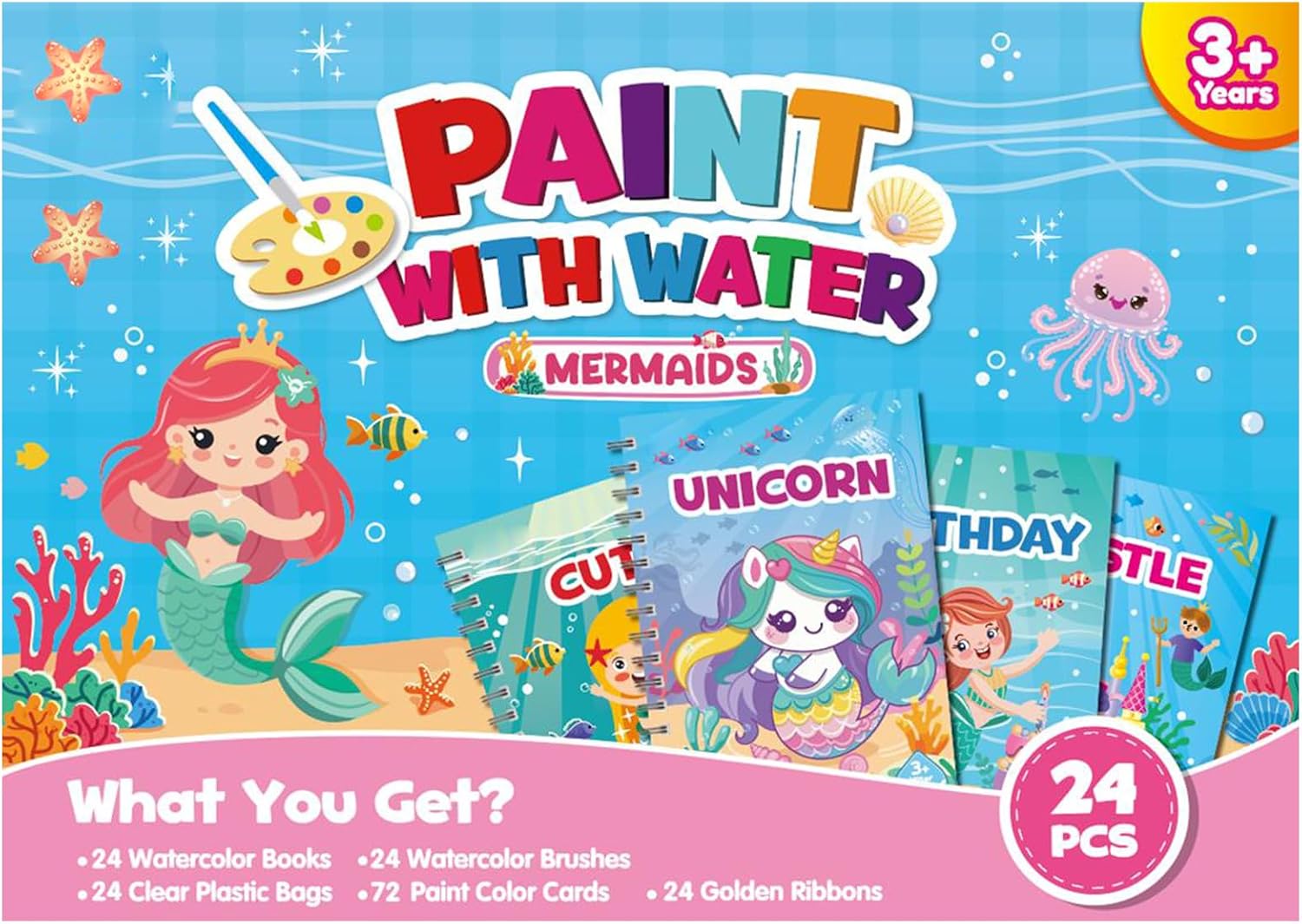 Detalle de Water Colouring Books: Mini Water Painting Books for Kids (24 Ocean) – Party Bags Fillers for Ages 4–9