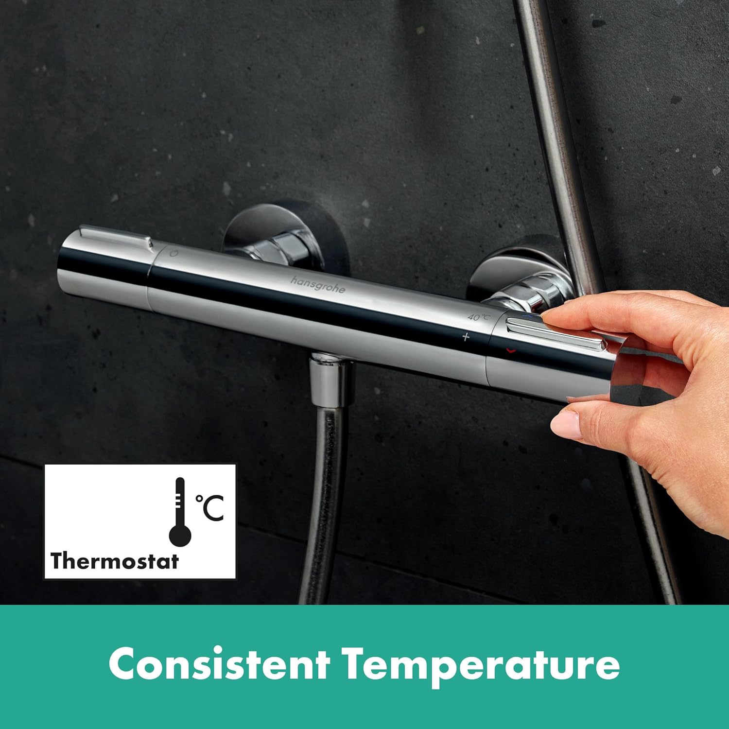 Thumbnail 6 de Hansgrohe Ecostat Element Duschthermostat Aufputz – EcoStop+, SafetyStop bei 40°C, Chrome (13346000)