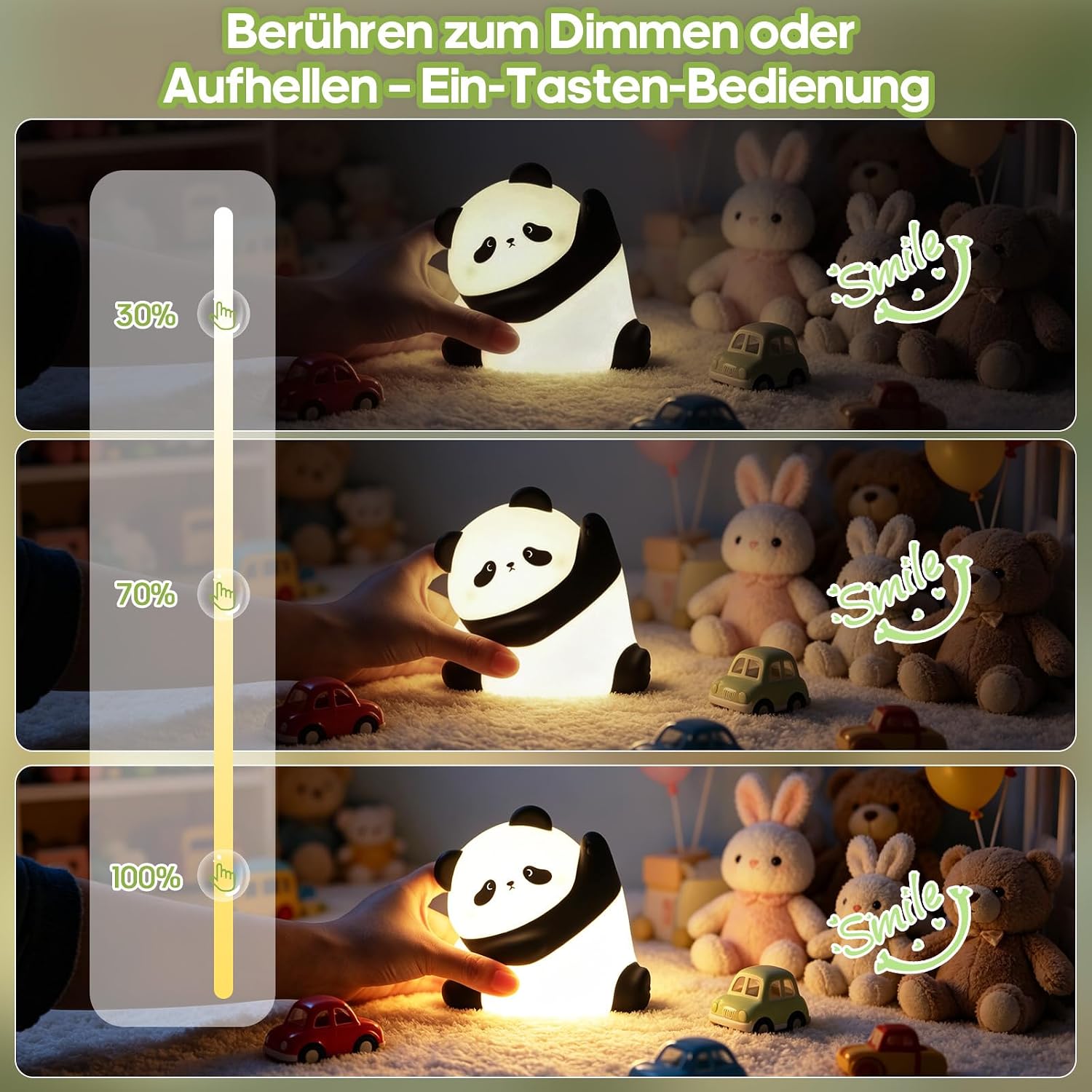 Thumbnail 2 de GOODEA Nachtlicht Kinder – Panda aus Silikon, klopfbar, dimmbar & USB-Aufladbar