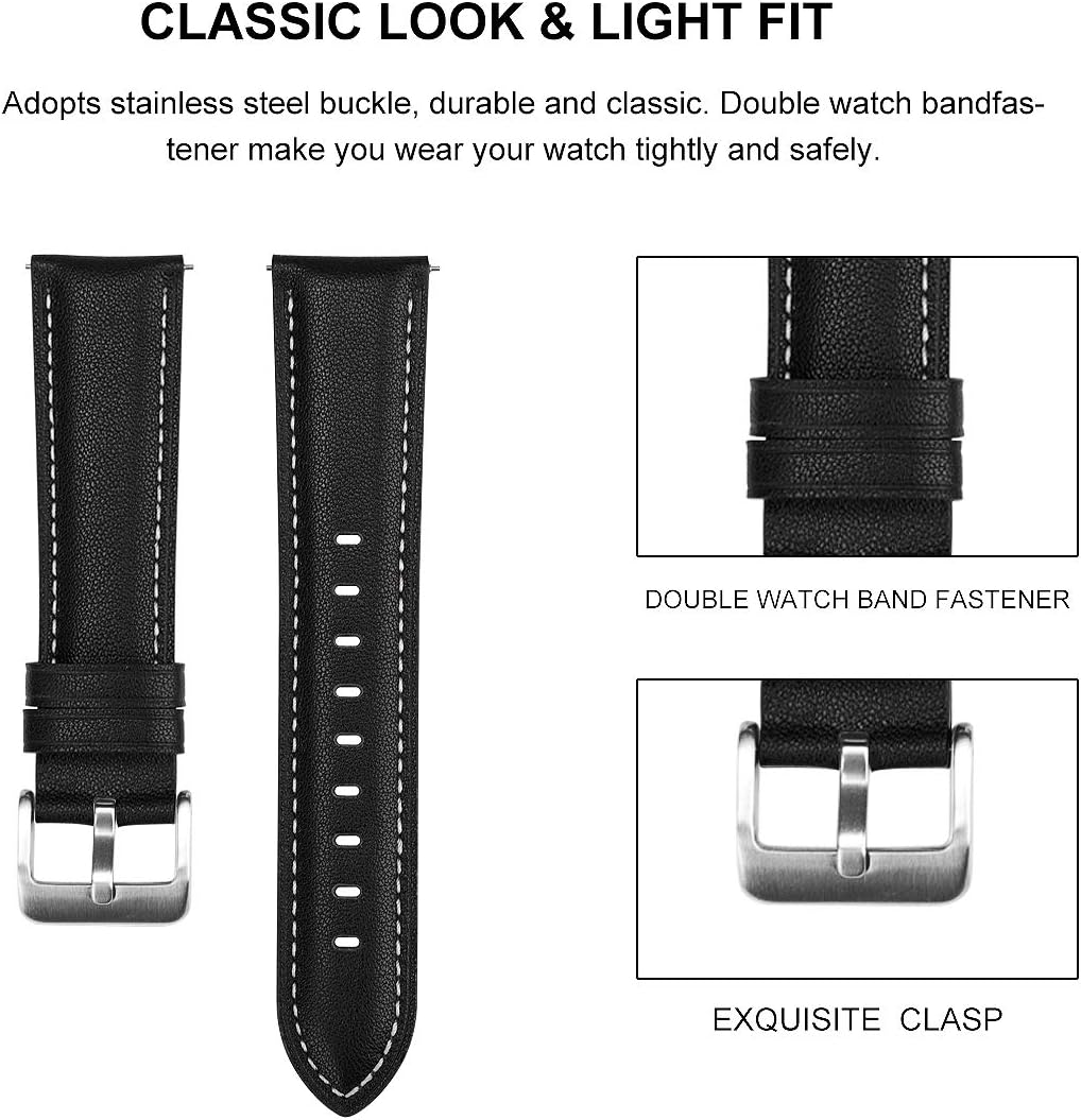 Detalle de INF Armband für Samsung Galaxy Watch 3 (45 mm) aus echtem Leder, schwarz