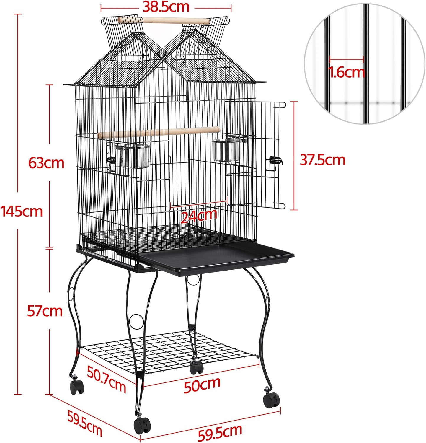 Thumbnail 2 de Yaheetech Vogelkäfig Wellensittich 145 cm hoch