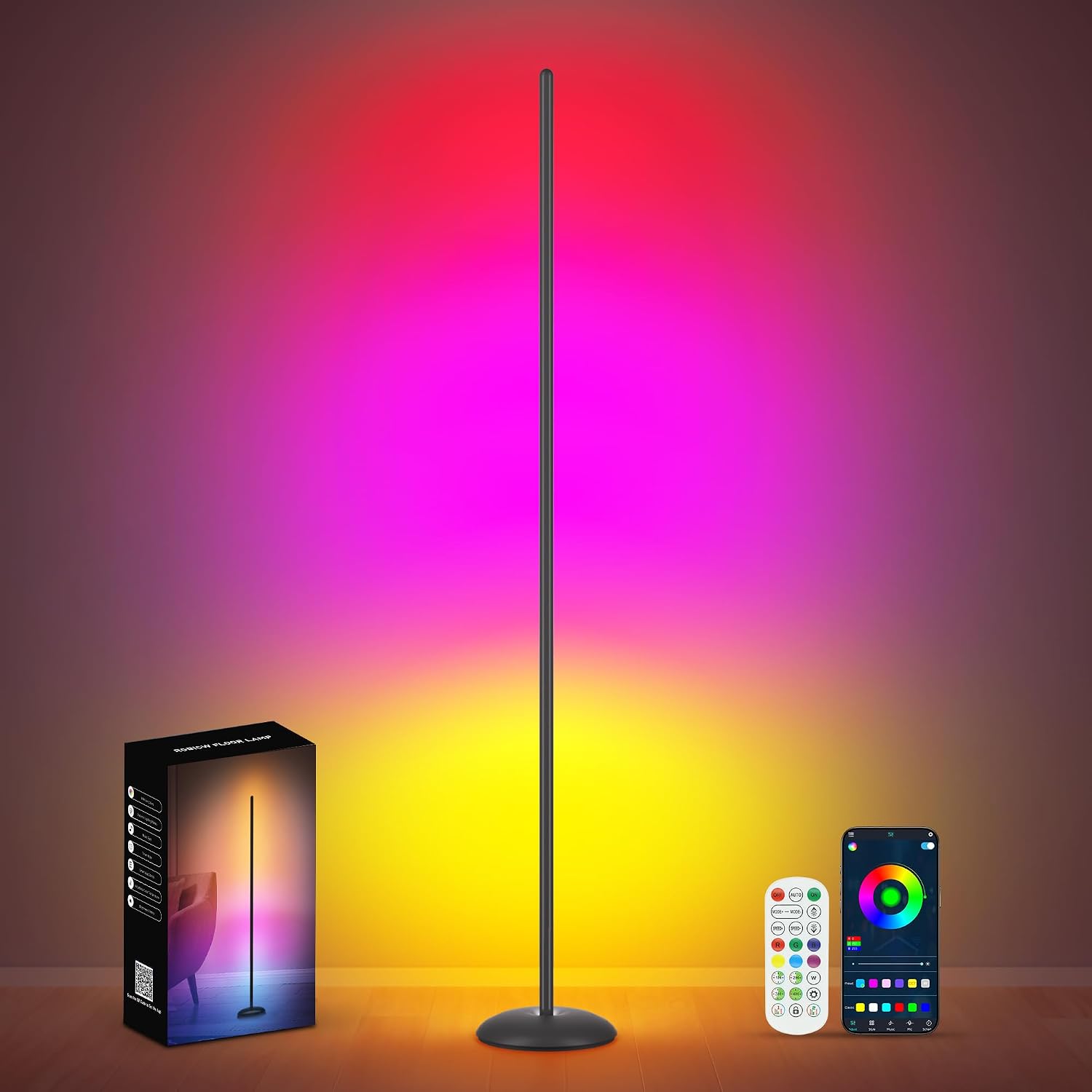 Detalle de Vexinat HC601 Smart RGB Corner Floor Lamp, 16 Million Colors, 213 Scenes