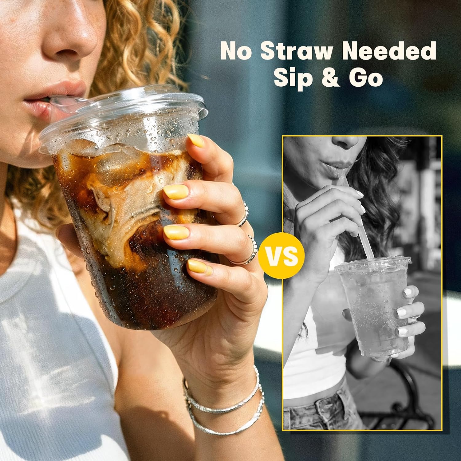 Thumbnail 4 de Boxential 100 Pack 16 oz Round Bottom Disposable Cups with Strawless Lids
