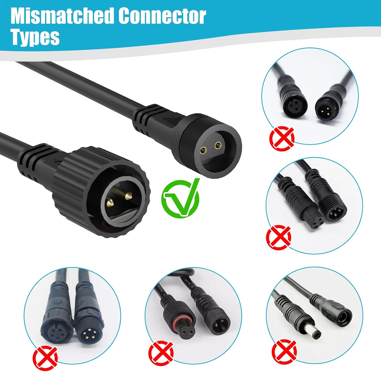 Detalle de Dalugo 10M IP65 Waterproof Outdoor Festoon Lights Extension Lead Wire – 2 Pin Anti-corrosion Black Extension Cable for G40 Globe and Solar String Lights