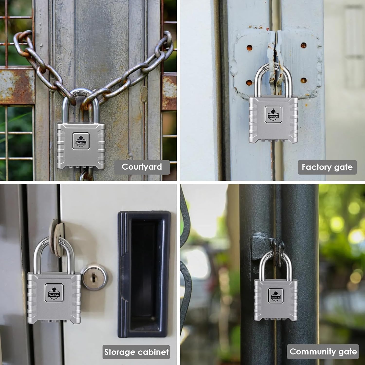Thumbnail 6 de SharkByte 2 Pack Heavy Duty Padlocks 52mm 4-Digit Weatherproof 🔒