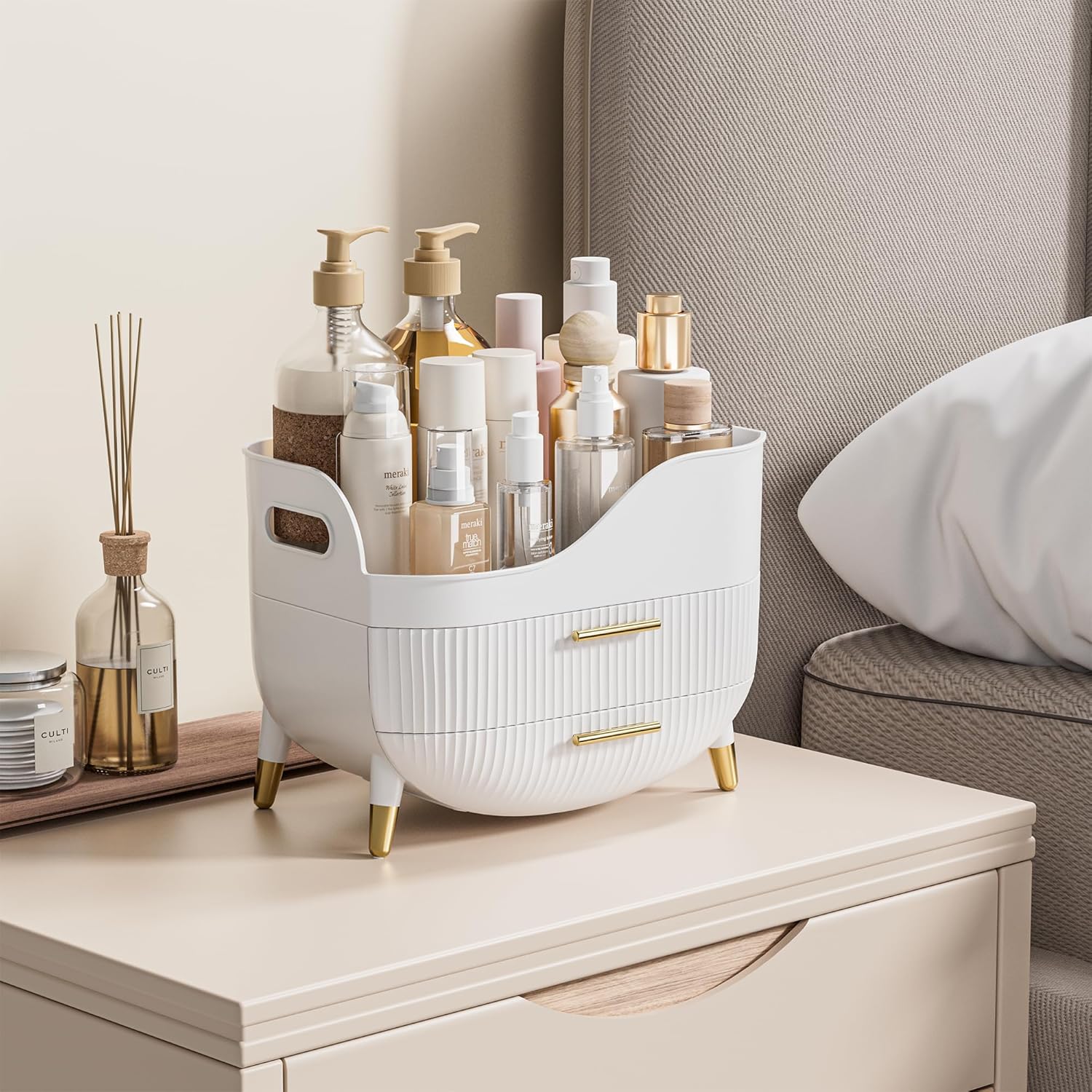 Thumbnail 2 de VG Visiongood Makeup Storage Organizer with Drawers (White) – Large cosmetic organiser case for vanity and bathroom