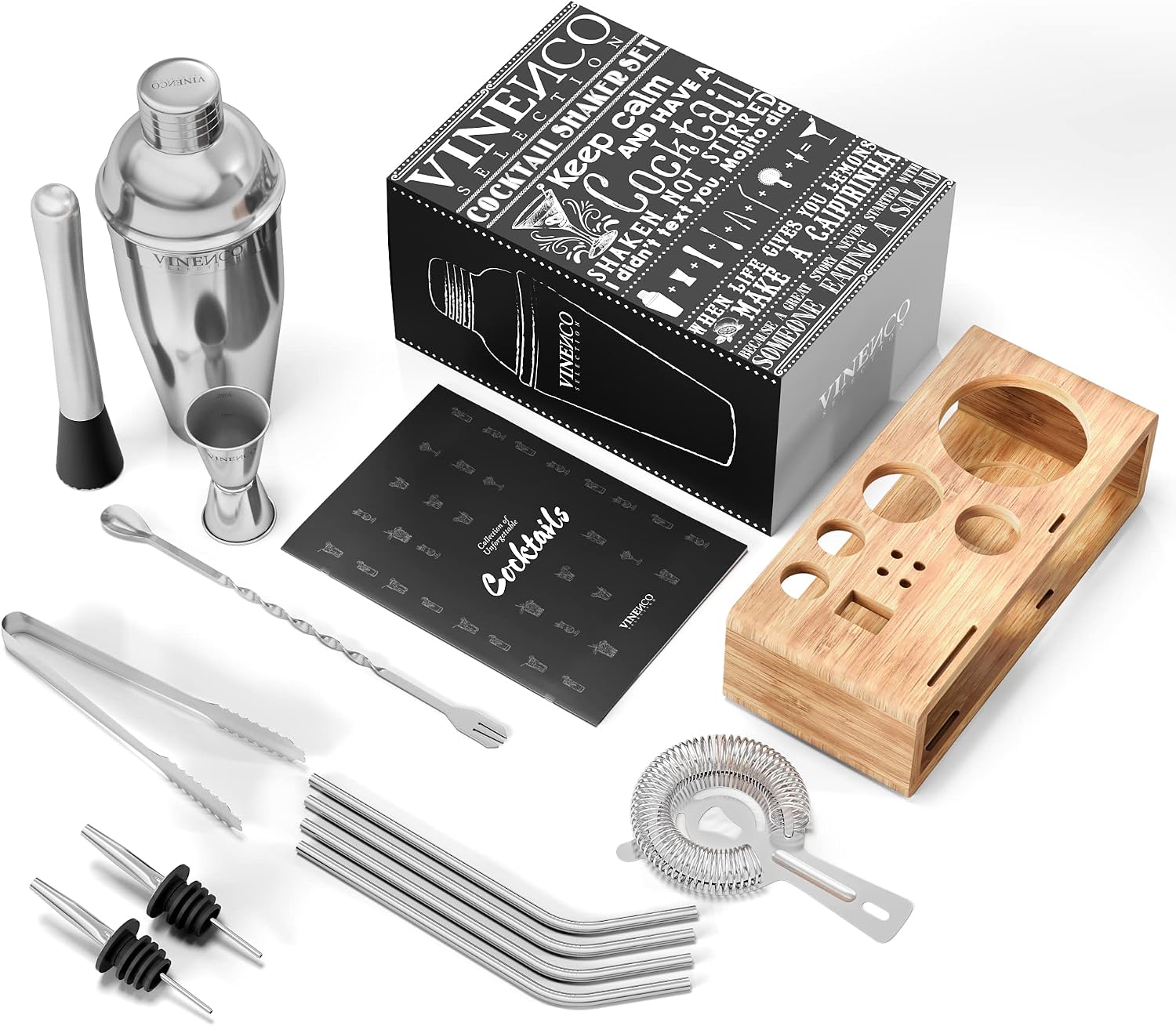 Thumbnail 3 de Cocktail Shaker Set mit Ständer & Rezeptbuch – Premium Edelstahl Barset inklusive Zubehör