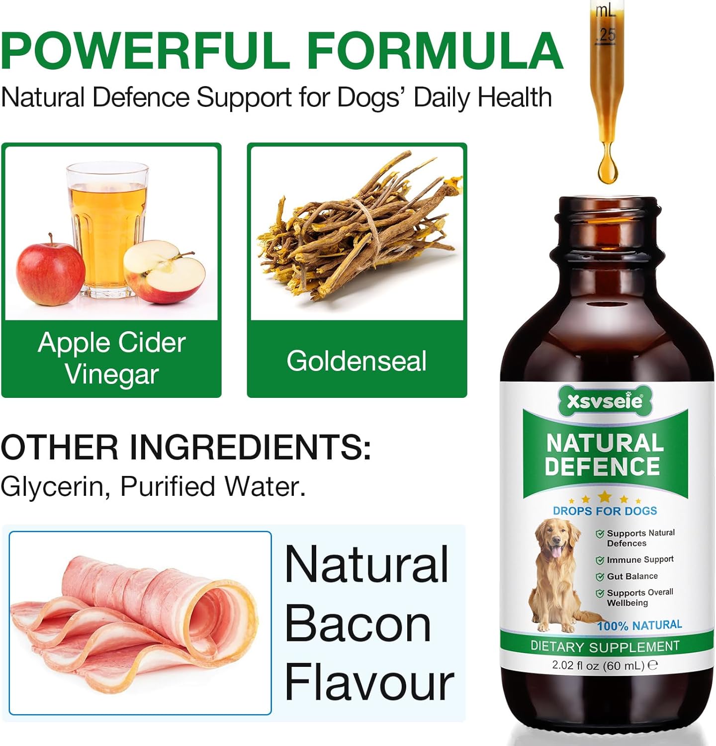Detalle de CLFJLXYX Natural Antibiotics for Dogs (120ml) with Apple Cider Vinegar & Echinacea – Itchy Skin Relief, Ear & Infection Support