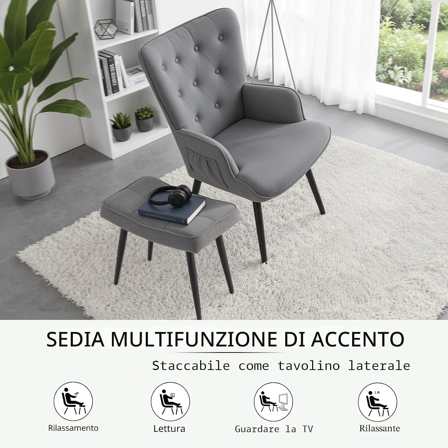 Detalle 2 de Clevich Poltrona Relax con poggiapiedi 168 kg