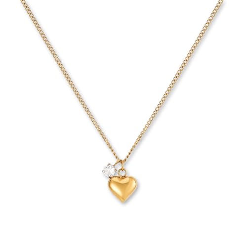 Detalle de GD GOOD.designs Collar con colgante de corazón y circonitas en acero 316L—oro 18K, ajuste 42–47 cm