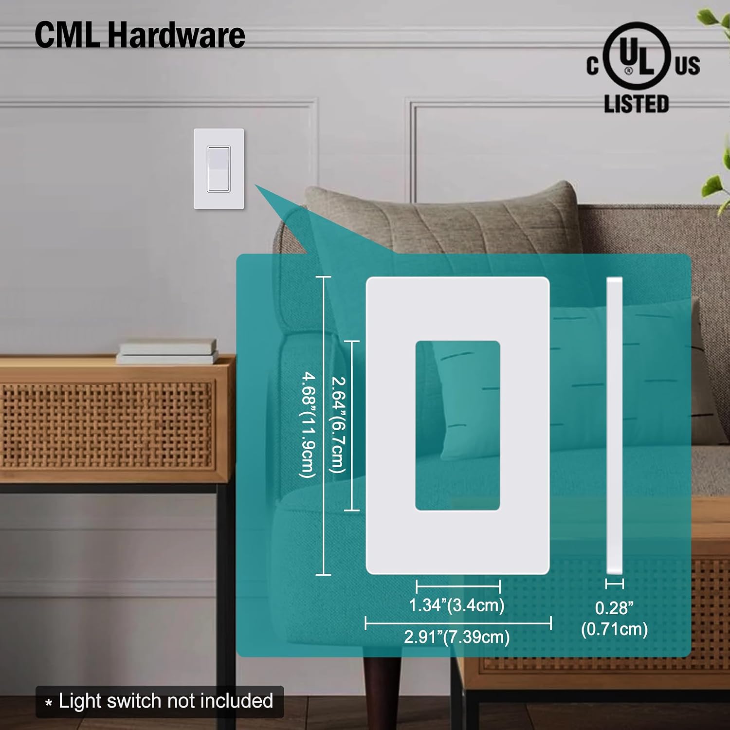 Detalle de CML Hardware CSPS-G1-8 Screwless Decorator Wall Plates, Gloss White, 8-Pack