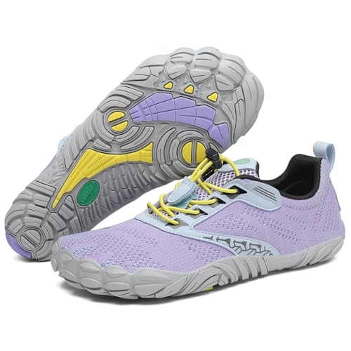 Detalle de SAGUARO Barefoot Trail Running Shoes: zapatillas descalzas lilas para exterior, 38 EU