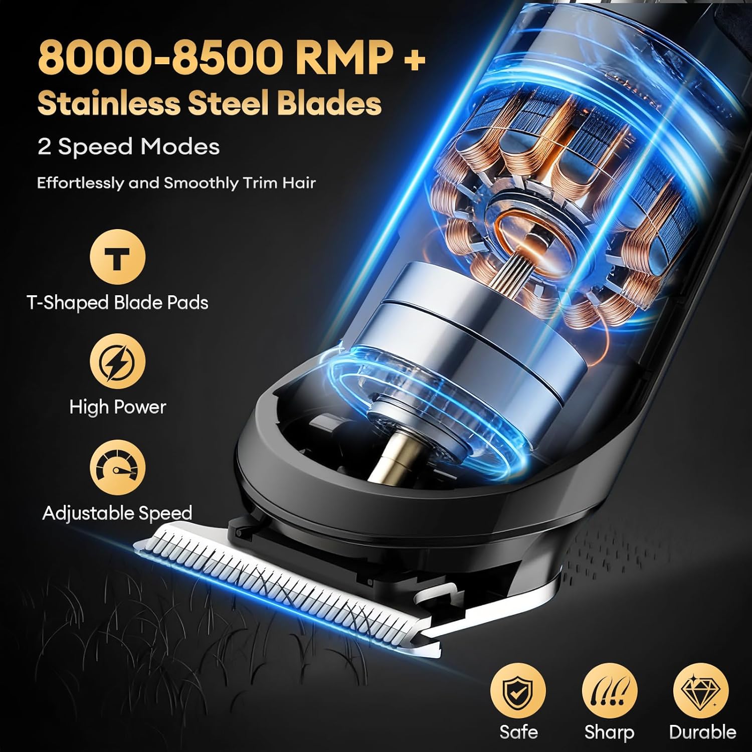 Detalle de 6-in-1 Beard Trimmer Men: Cordless Grooming Kit for Face, Nose, Body and More
