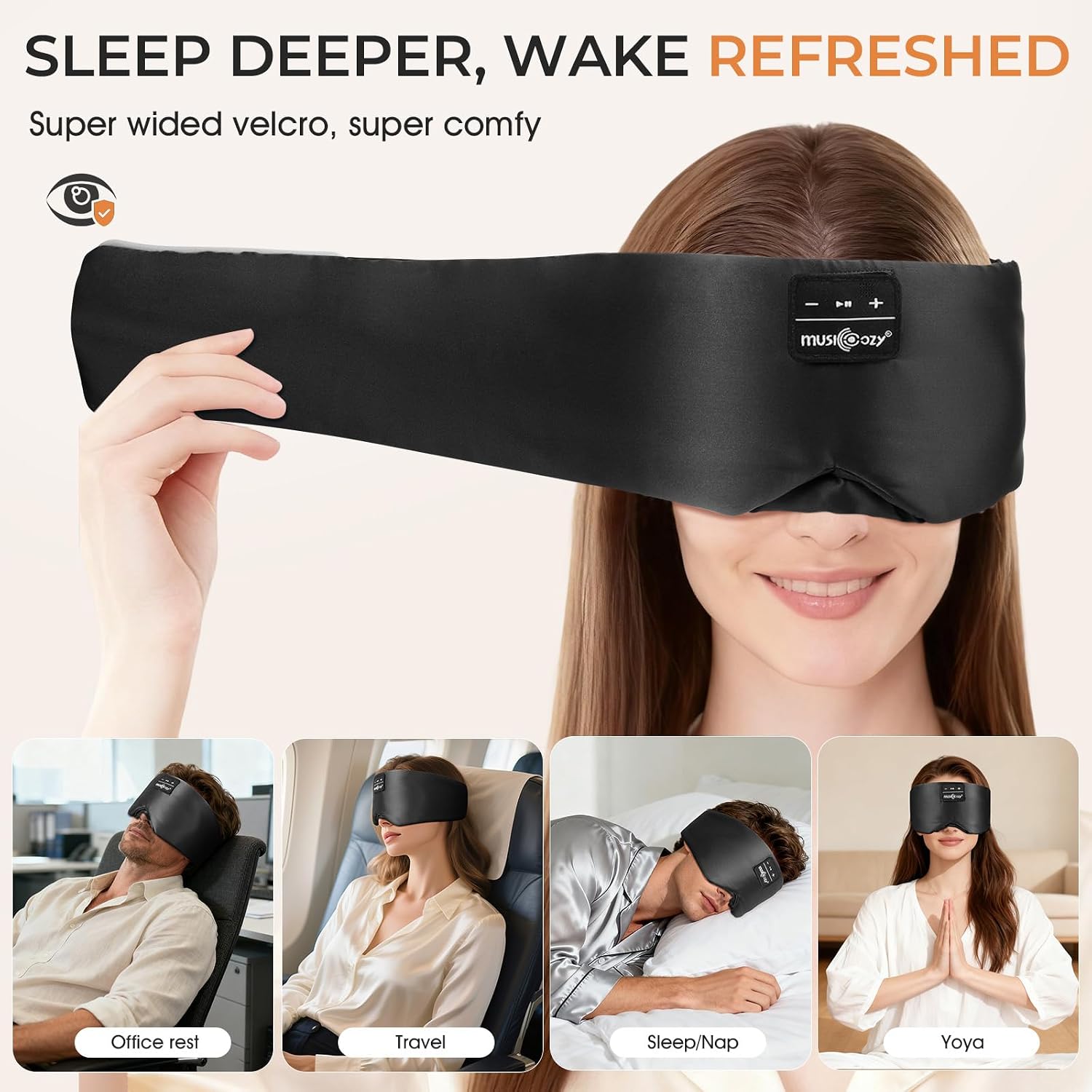 Thumbnail 6 de MUSICOZY Silk Sleep Mask Headphones: 100% Mulberry Silk Bluetooth Sleep Mask with 3D Eye Design