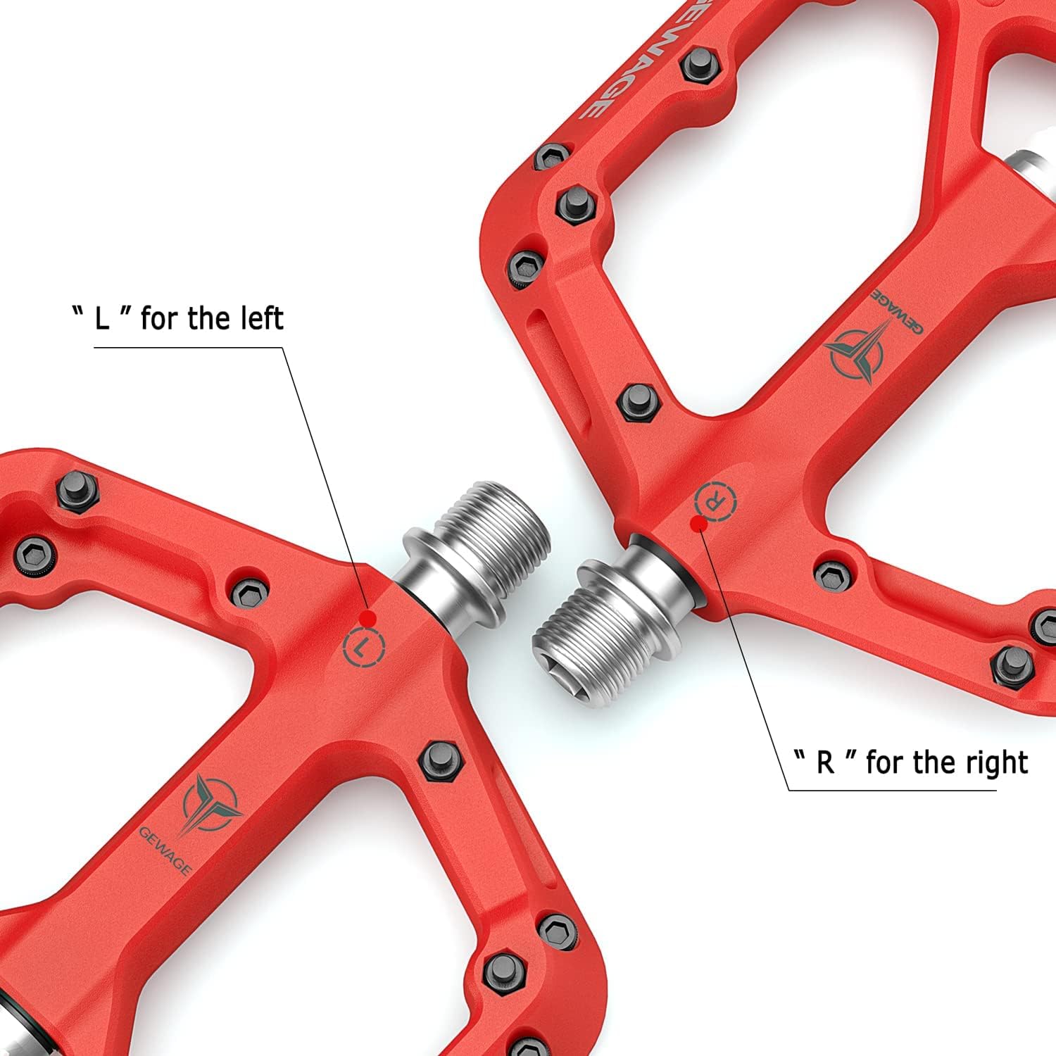 Thumbnail 4 de GEWAGE Pédales VTT antidérapantes en nylon composite et acier CR-MO – plateforme large (9/16")